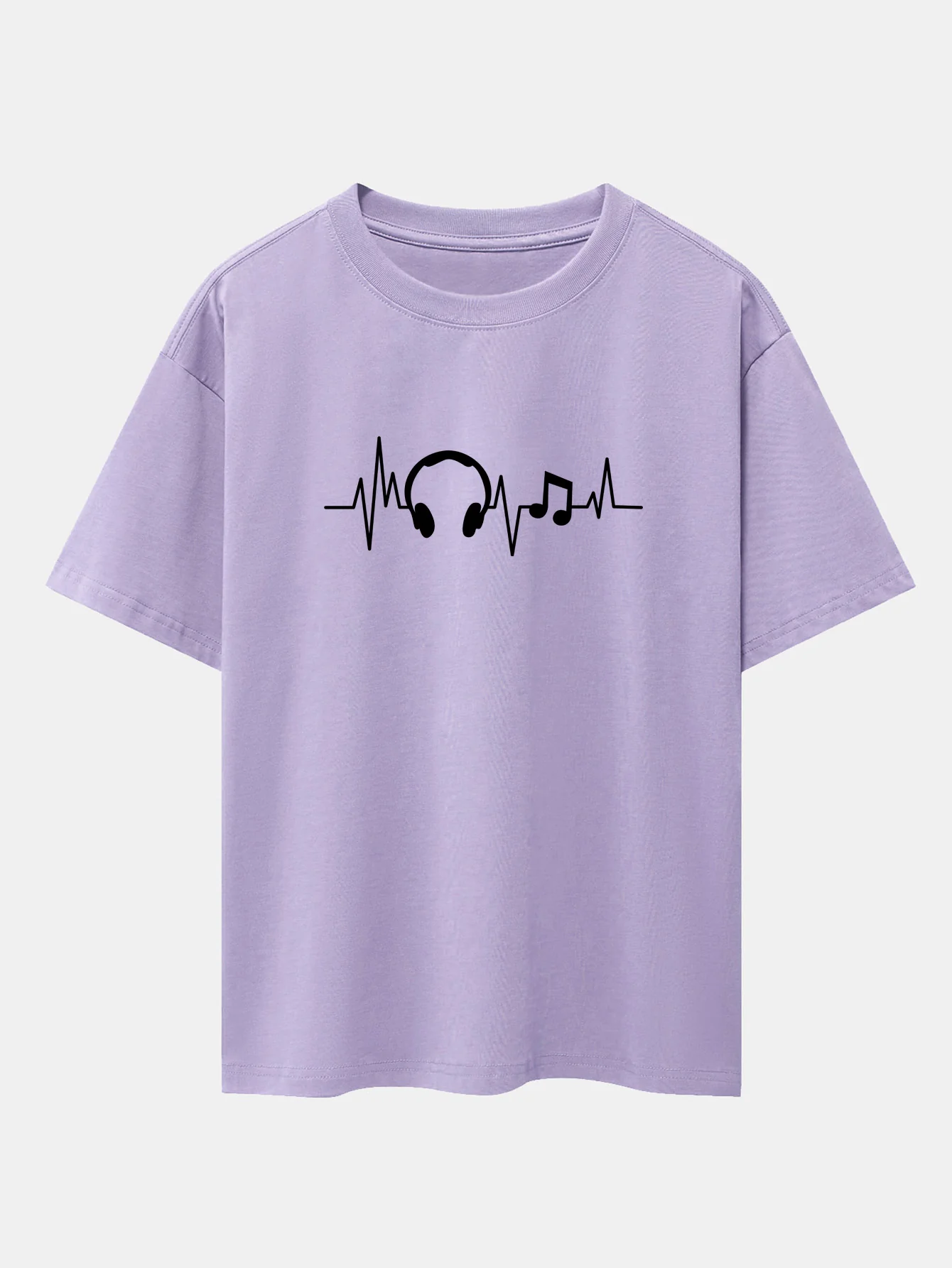Heartbeat Music Print Drop-Shoulder Oversize T-Shirt - Image 15