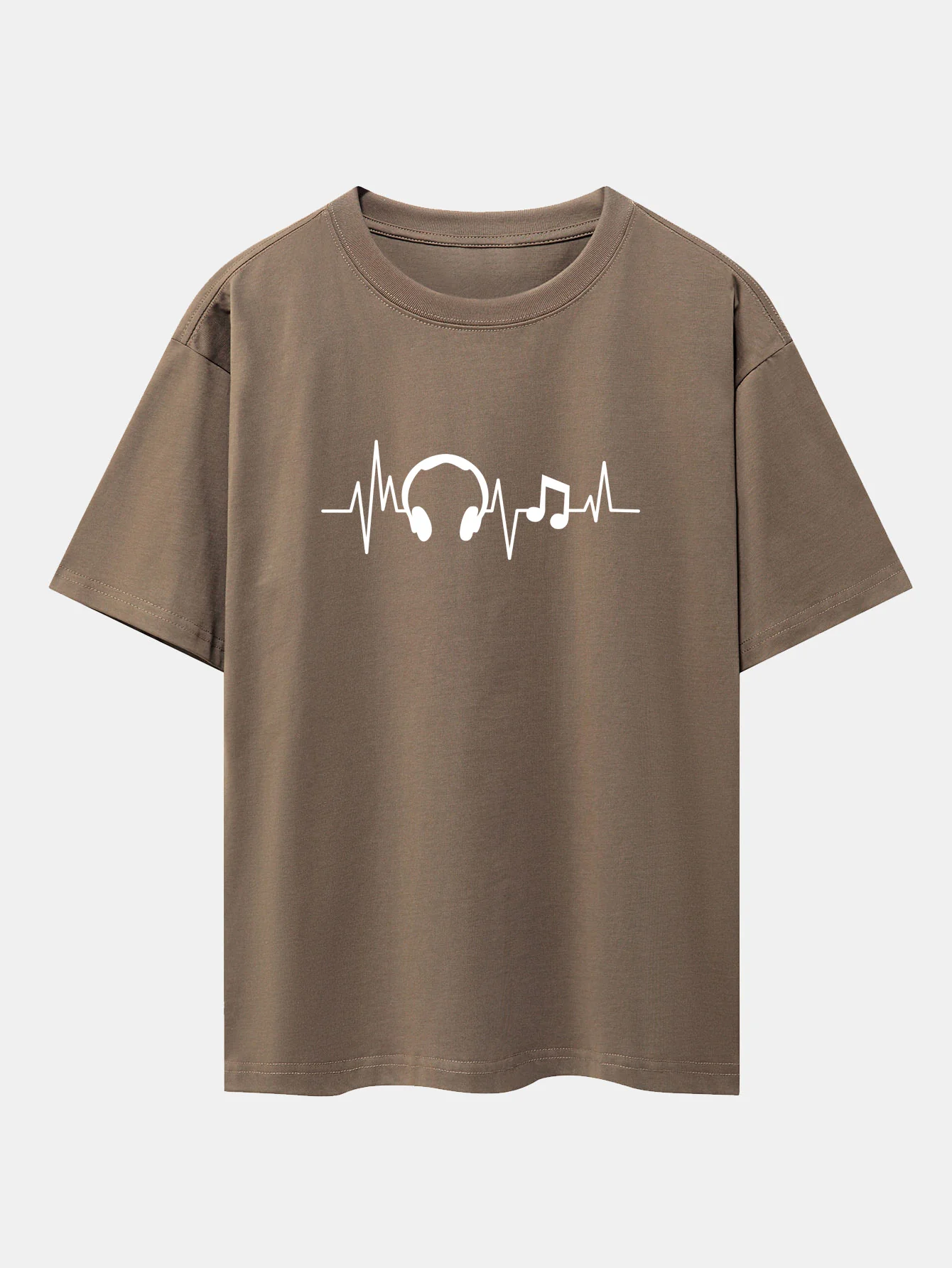Heartbeat Music Print Drop-Shoulder Oversize T-Shirt - Image 3