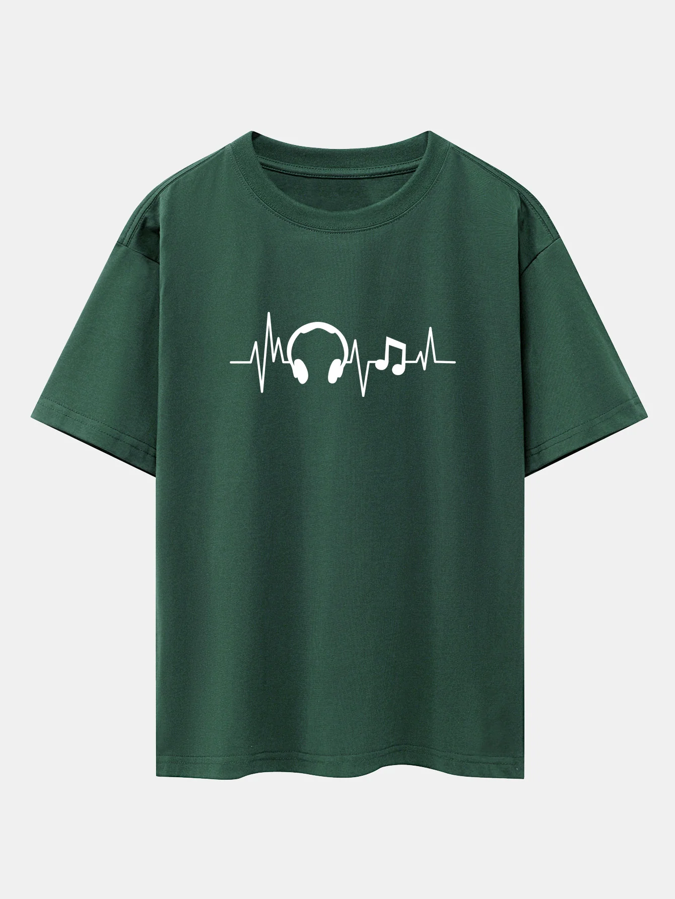 Heartbeat Music Print Drop-Shoulder Oversize T-Shirt - Image 7