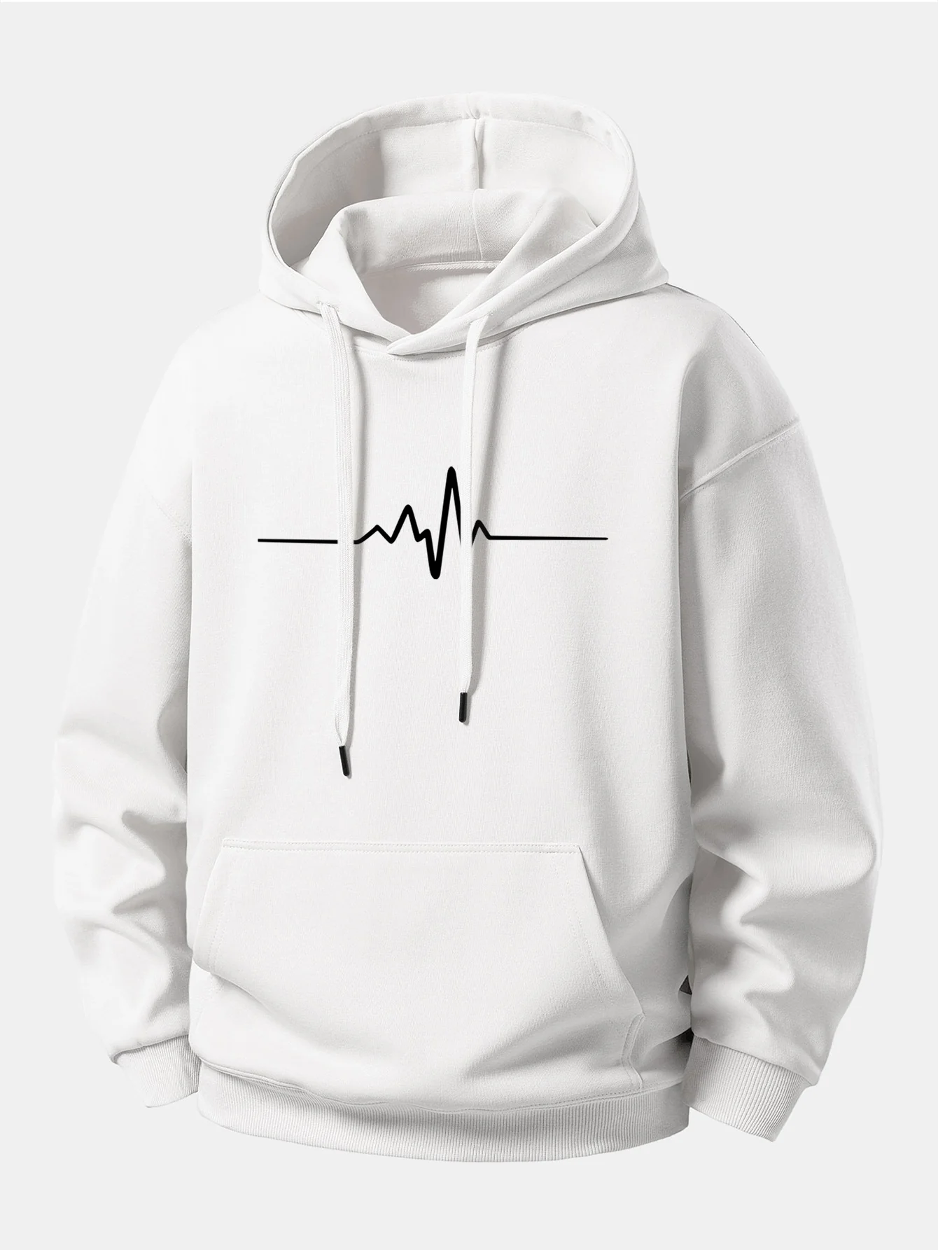Heartbeat Print Relax Fit Hoodie - Image 4