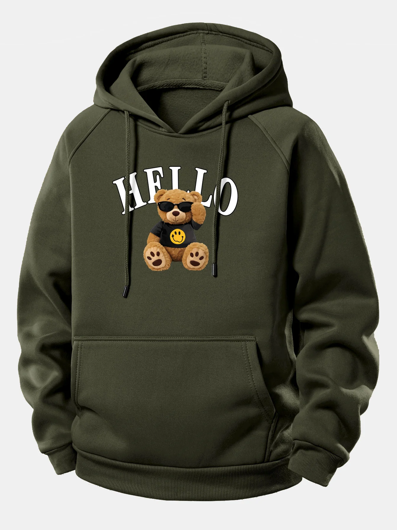 Hello Sunglasses Bear Print Drawstring Hoodie - Image 10
