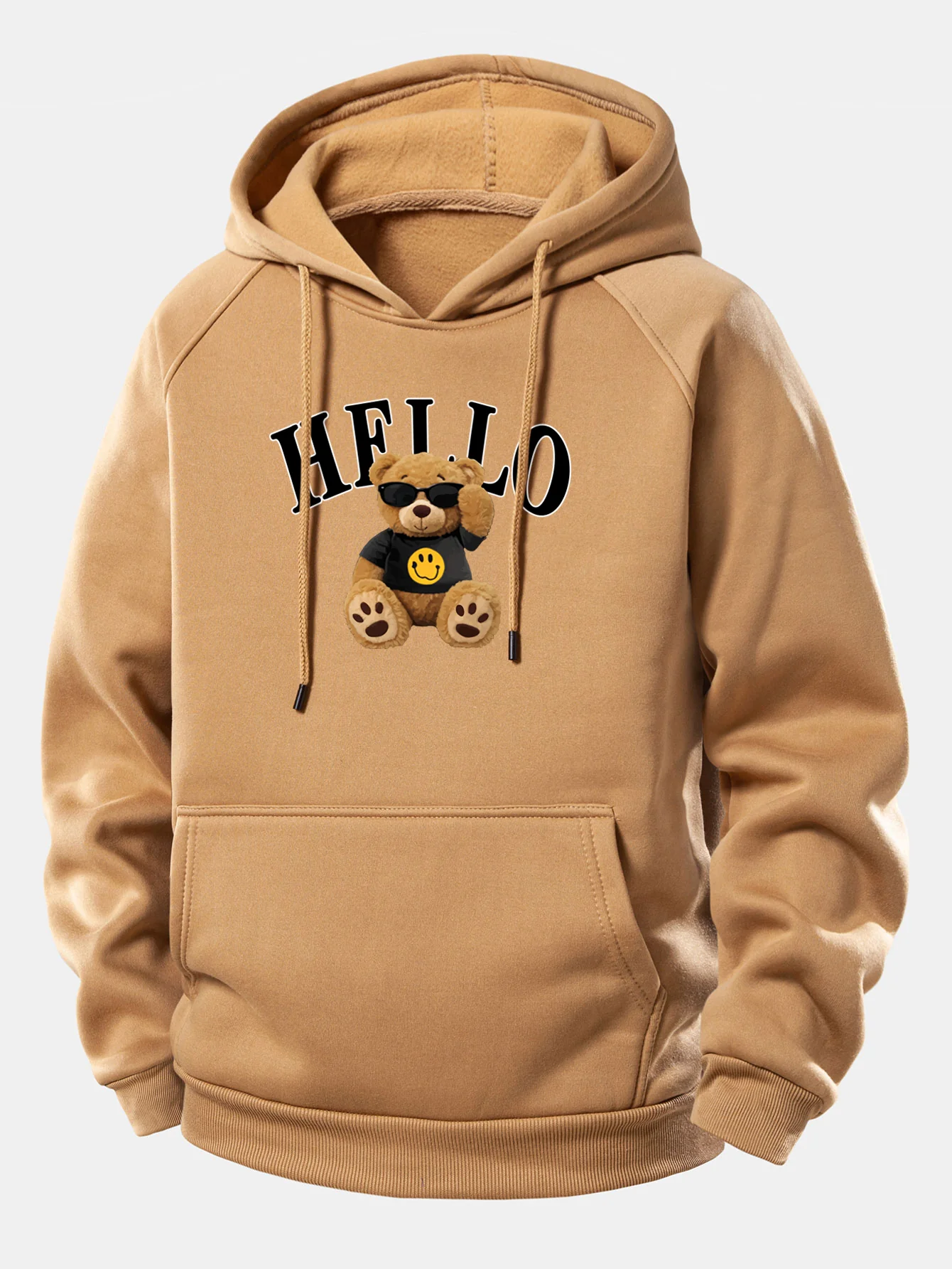 Hello Sunglasses Bear Print Drawstring Hoodie - Image 11