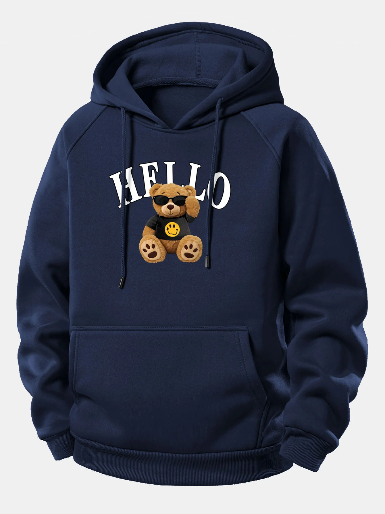 Hello Sunglasses Bear Print Drawstring Hoodie - Image 12
