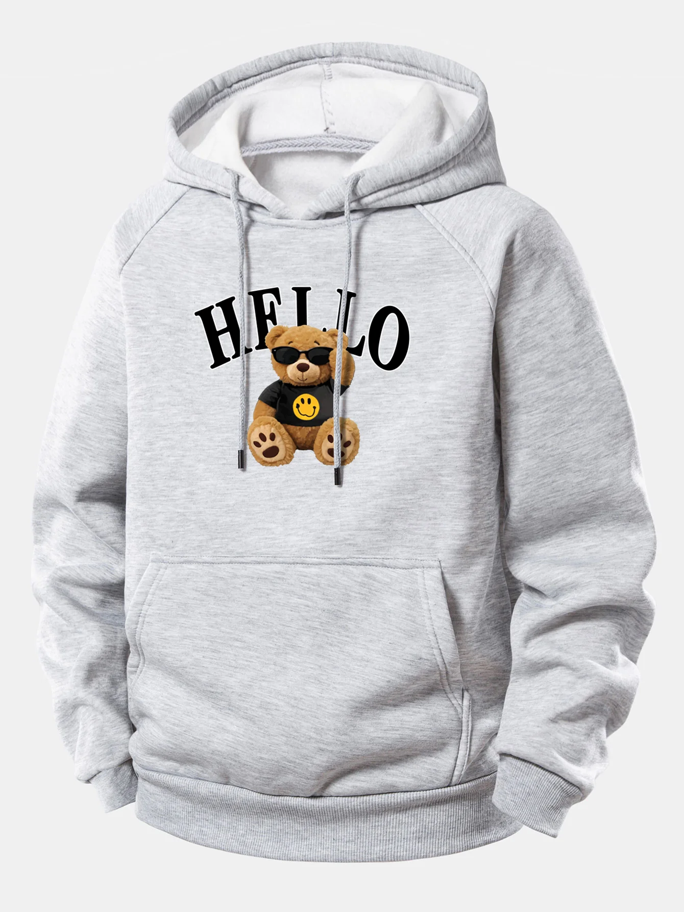 Hello Sunglasses Bear Print Drawstring Hoodie - Image 5