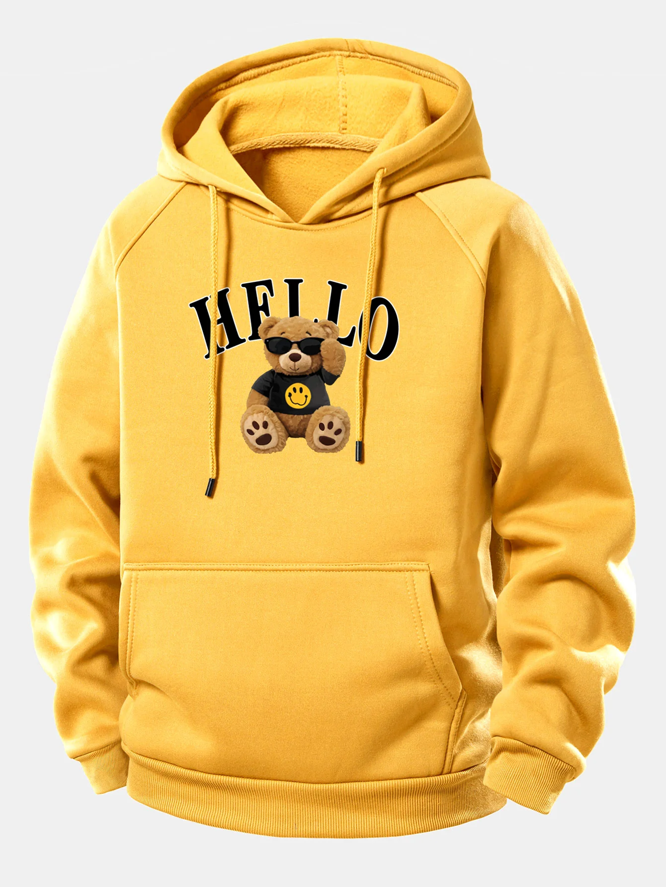 Hello Sunglasses Bear Print Drawstring Hoodie - Image 6