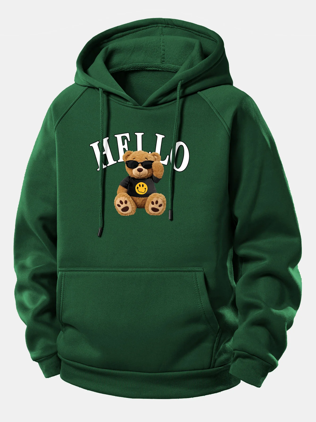 Hello Sunglasses Bear Print Drawstring Hoodie - Image 8