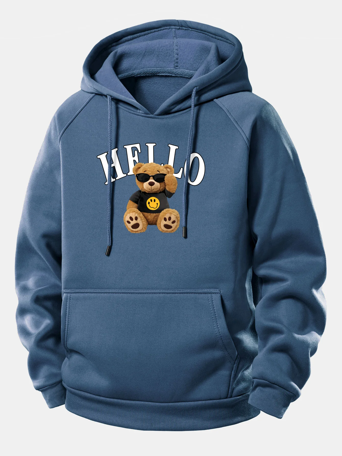Hello Sunglasses Bear Print Drawstring Hoodie - Image 9