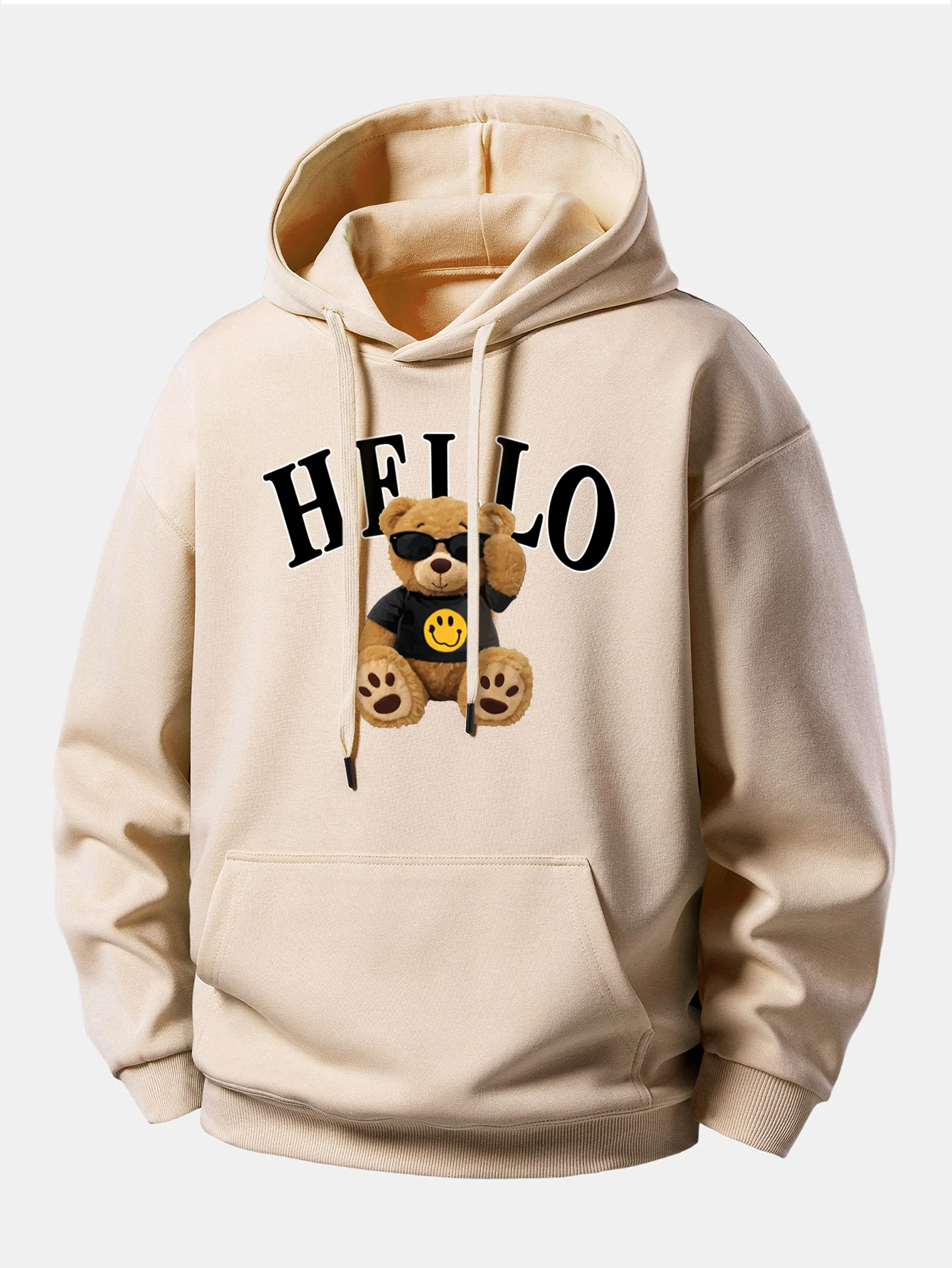 Hello Sunglasses Bear Print Relax Fit Hoodie - Image 2