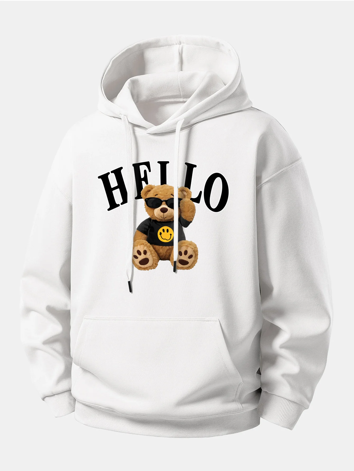 Hello Sunglasses Bear Print Relax Fit Hoodie - Image 4