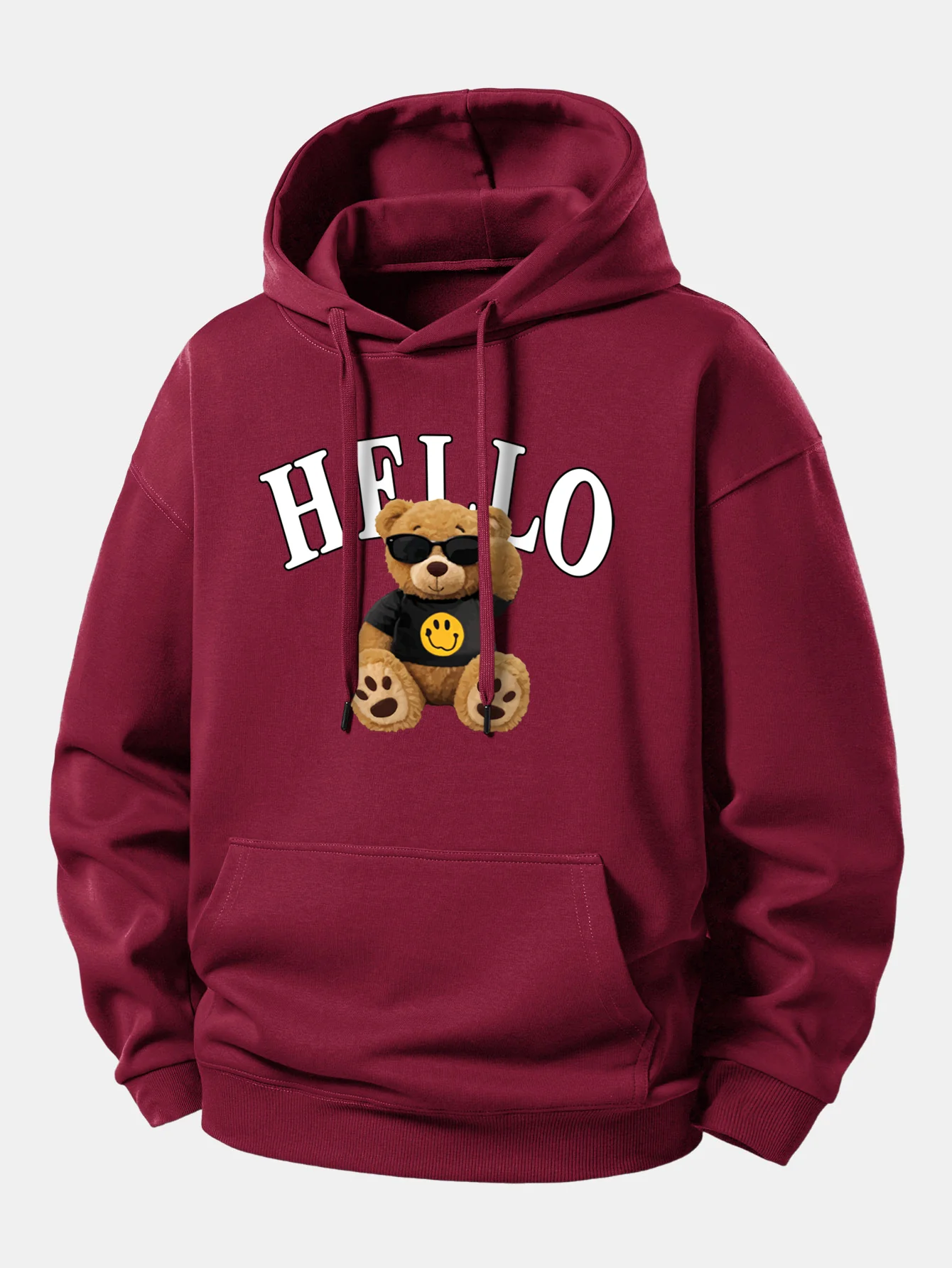 Hello Sunglasses Bear Print Relax Fit Hoodie - Image 6