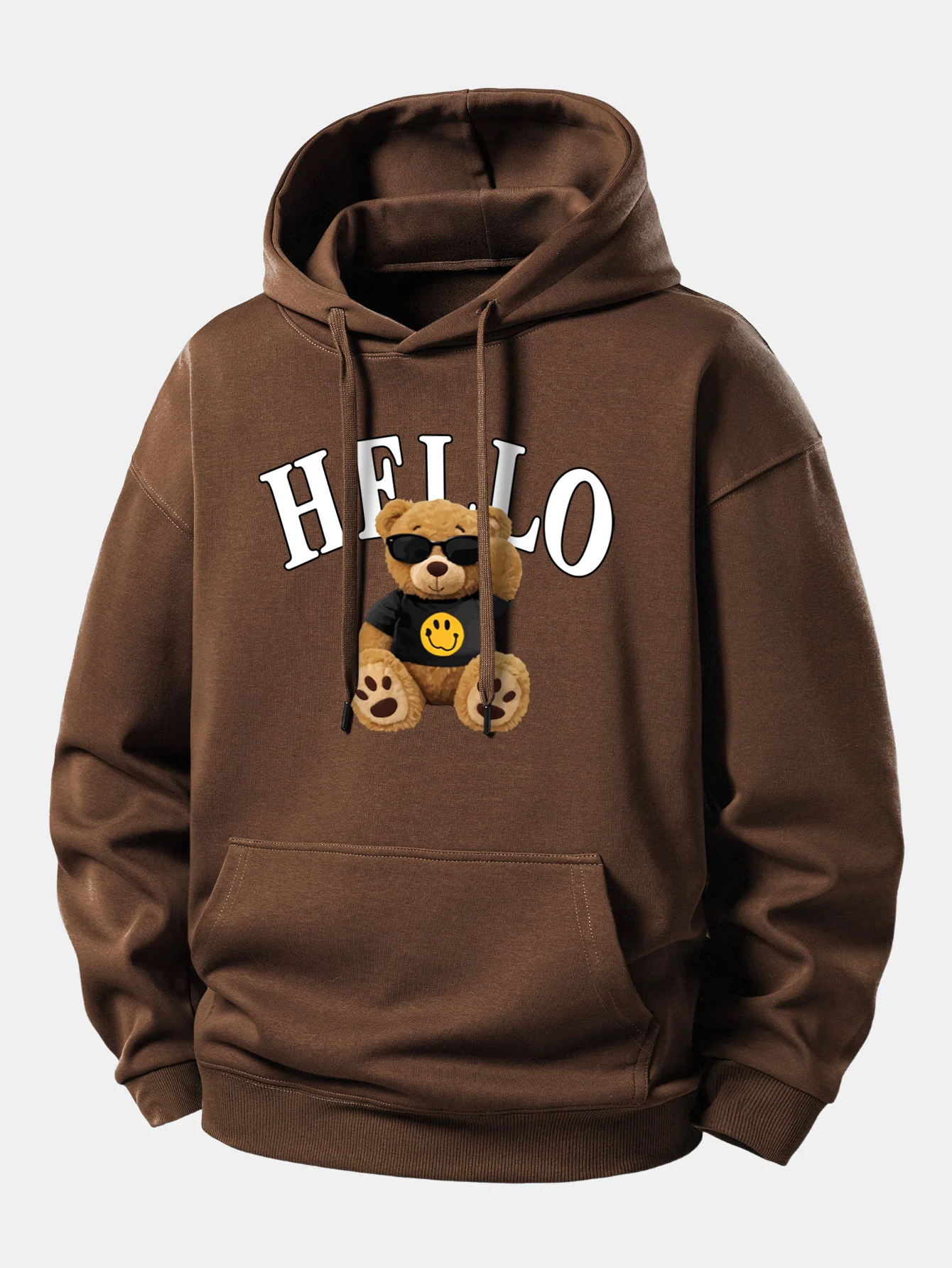 Hello Sunglasses Bear Print Relax Fit Hoodie - Image 8