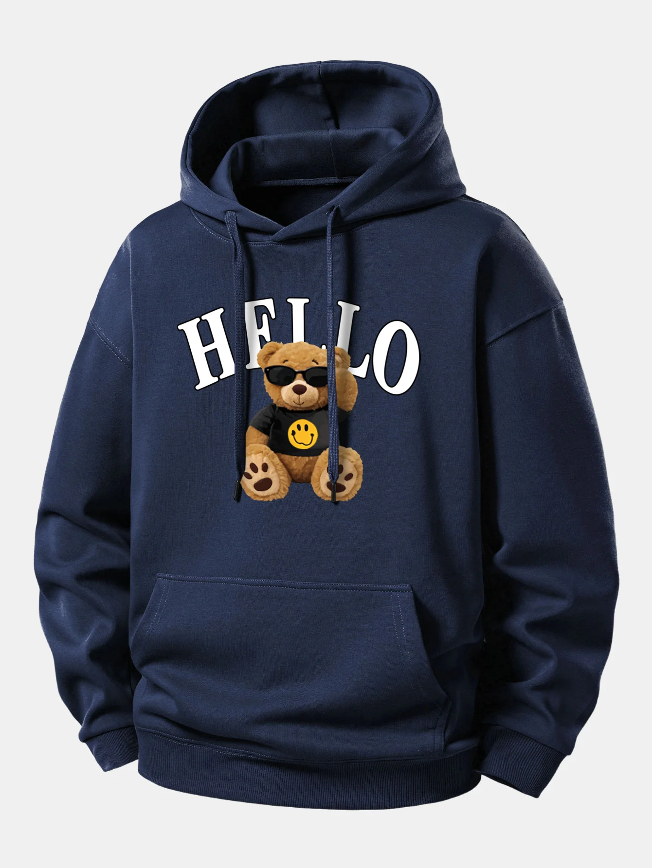 Hello Sunglasses Bear Print Relax Fit Hoodie - Image 9
