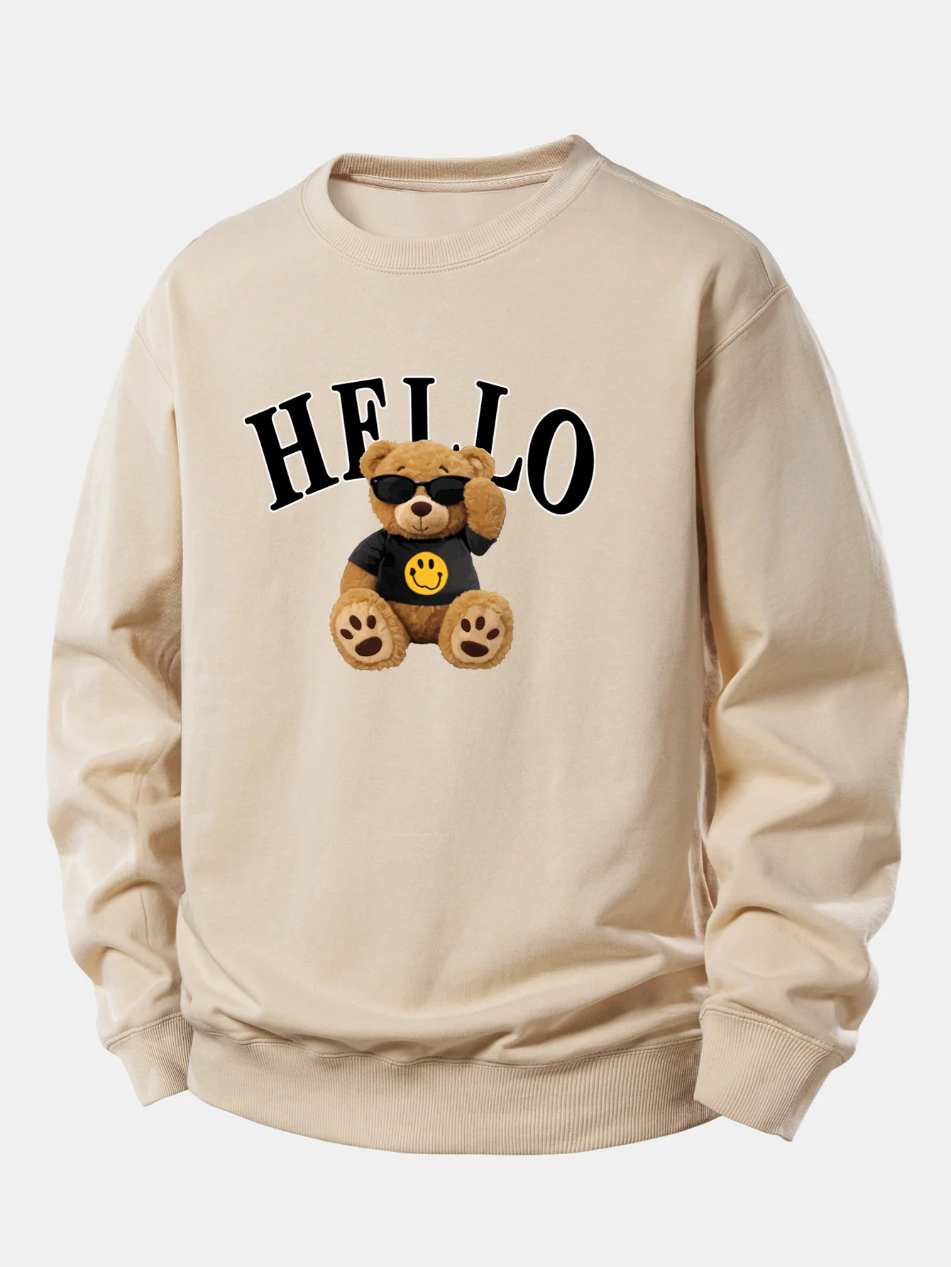Hello Sunglasses Bear Print Relax Fit Sweatshirt - Image 2