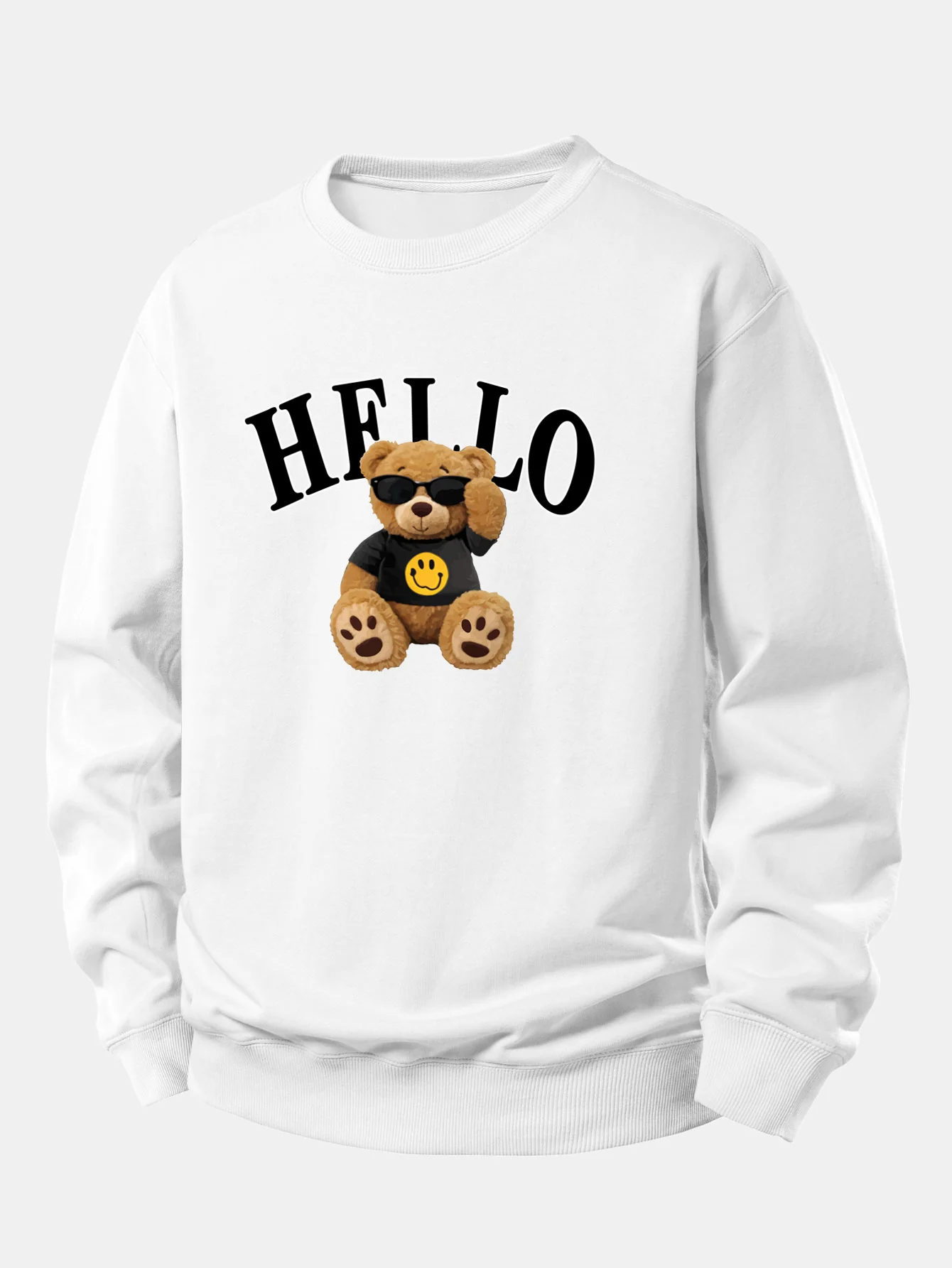 Hello Sunglasses Bear Print Relax Fit Sweatshirt - Image 3