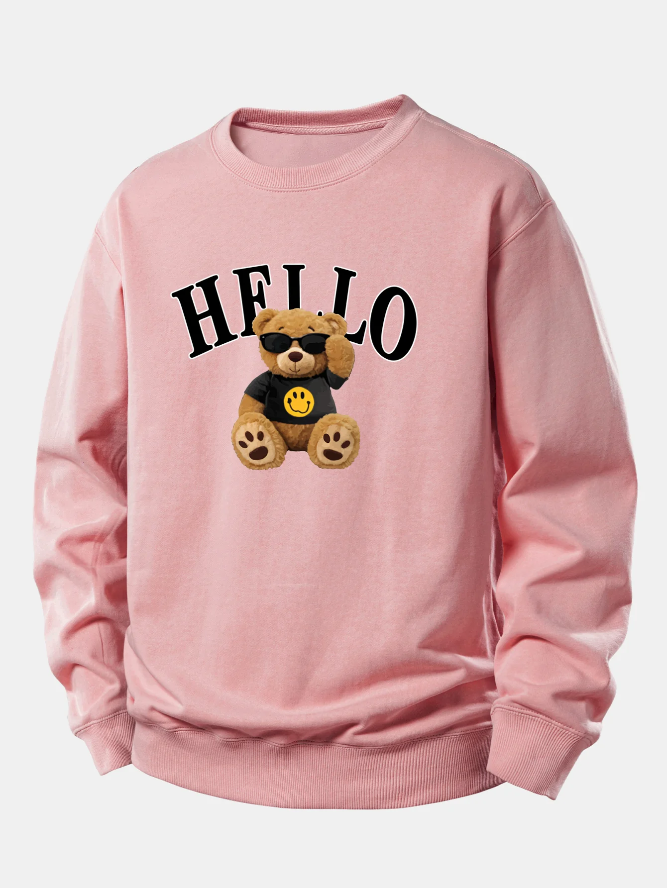Hello Sunglasses Bear Print Relax Fit Sweatshirt - Image 4
