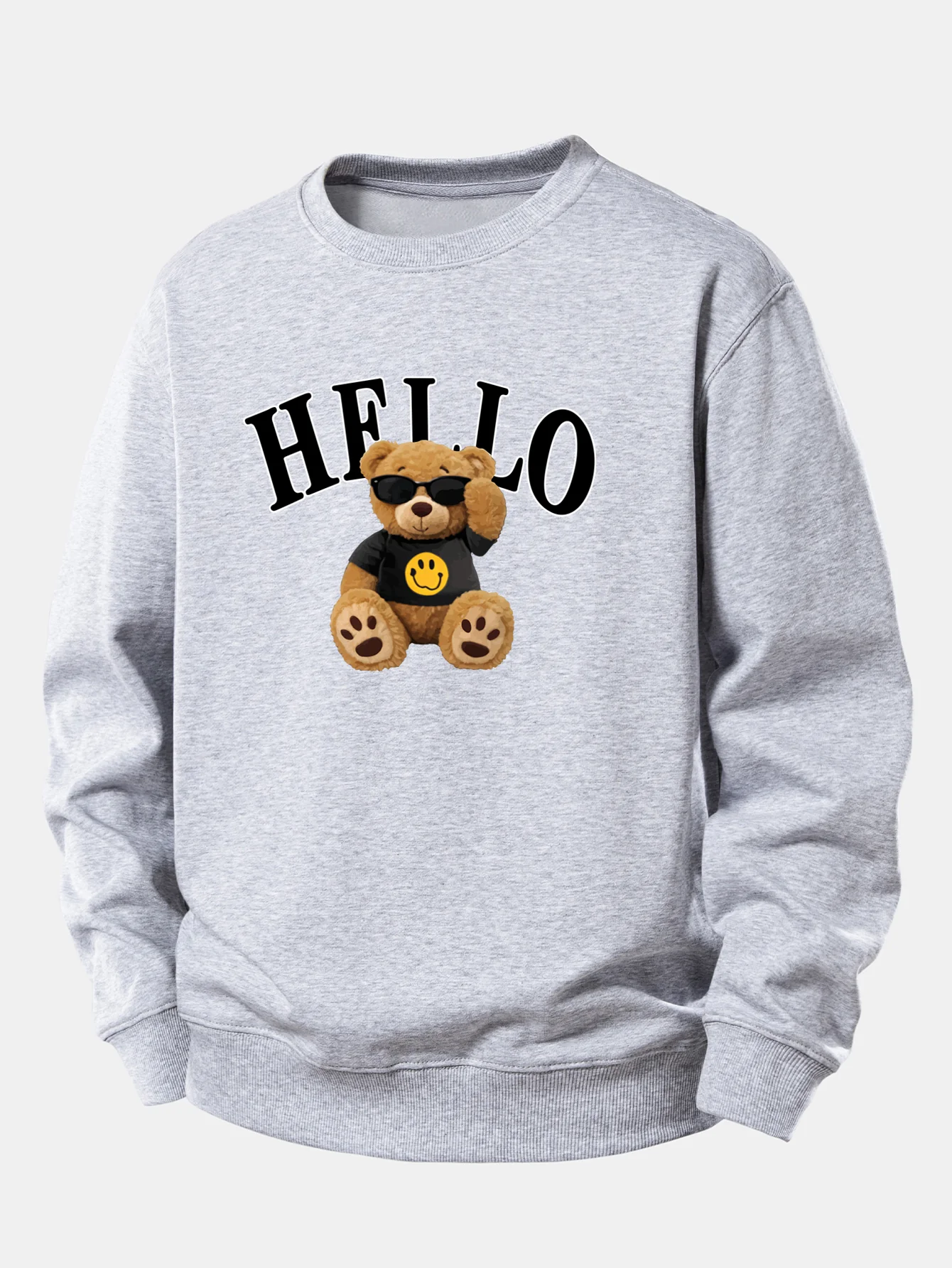Hello Sunglasses Bear Print Relax Fit Sweatshirt - Image 5