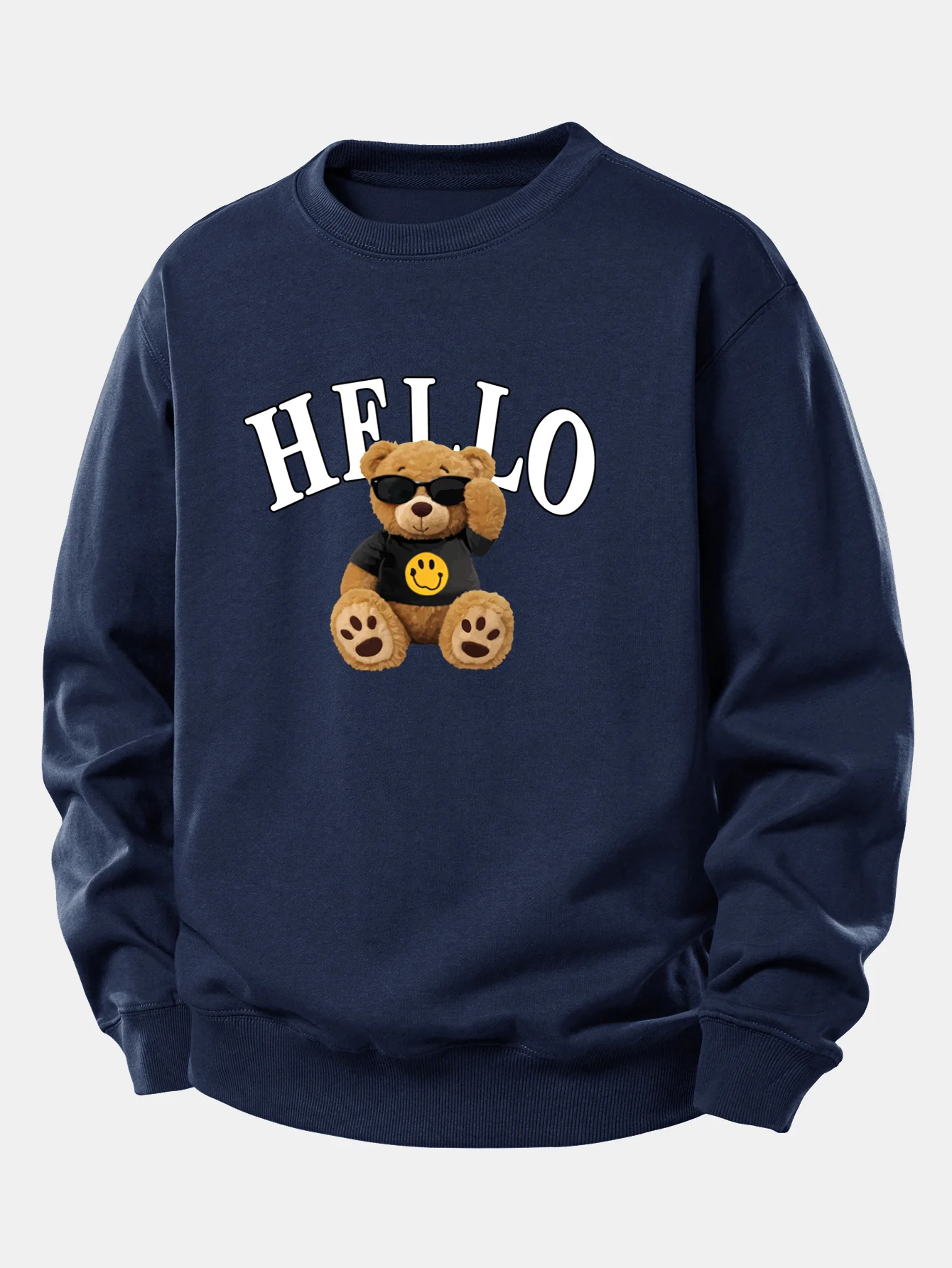 Hello Sunglasses Bear Print Relax Fit Sweatshirt - Image 6