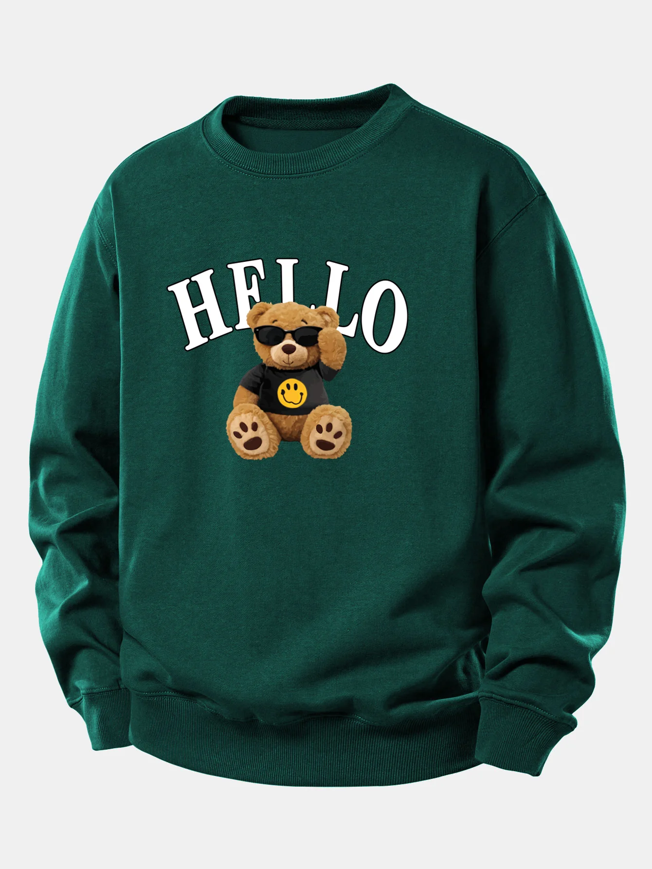 Hello Sunglasses Bear Print Relax Fit Sweatshirt - Image 9