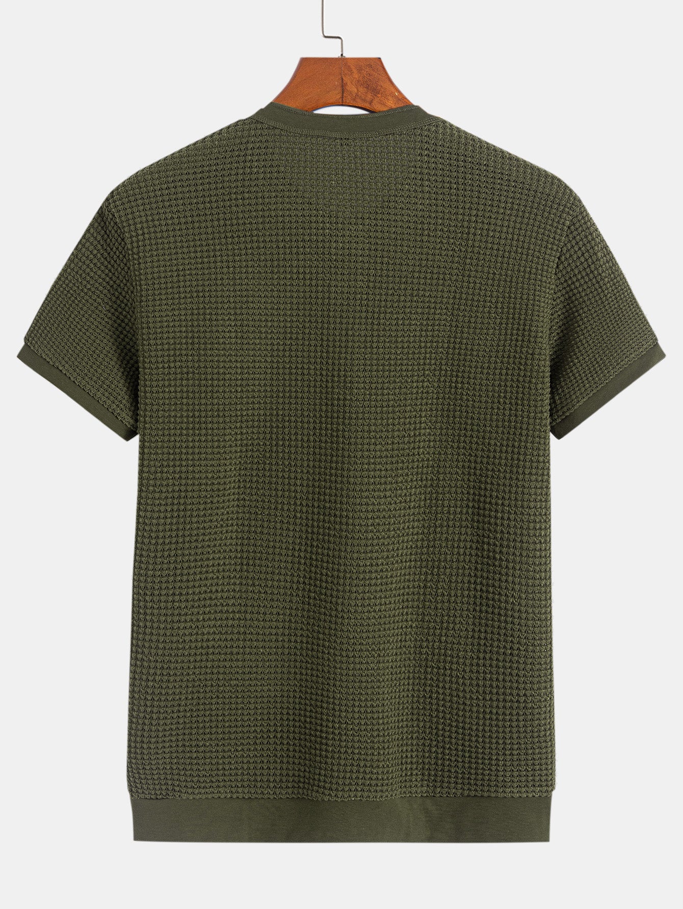 Henley-Nacken T-Shirt mit strukturiertem Rippenbund - Image 2