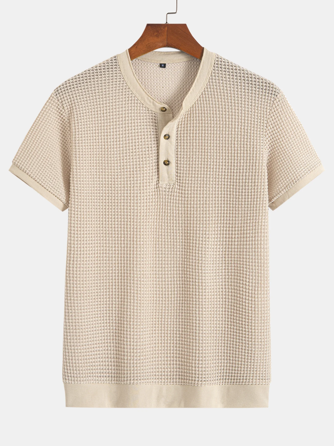 Henley-Nacken T-Shirt mit strukturiertem Rippenbund - Image 4