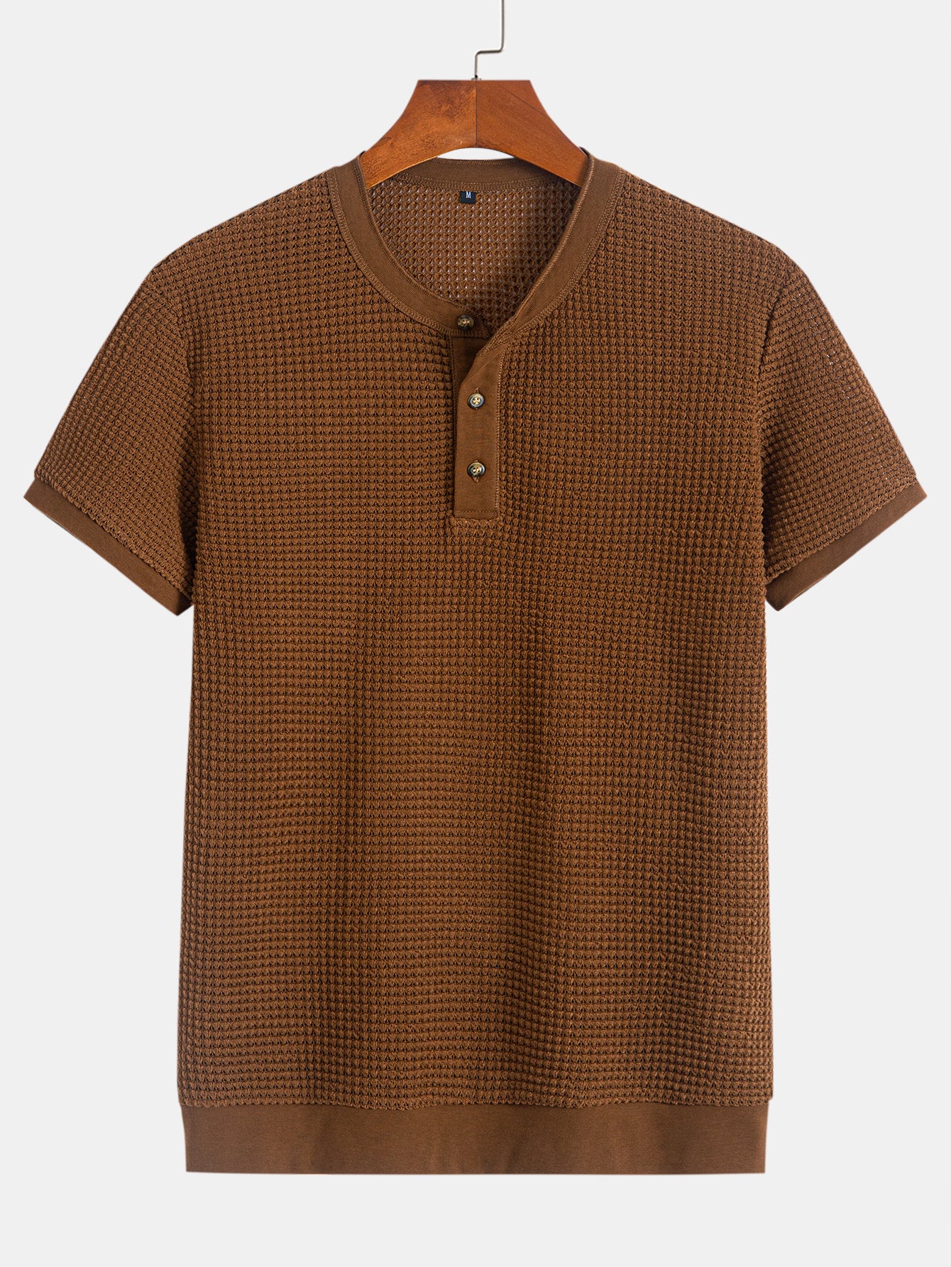 Henley-Nacken T-Shirt mit strukturiertem Rippenbund - Image 5