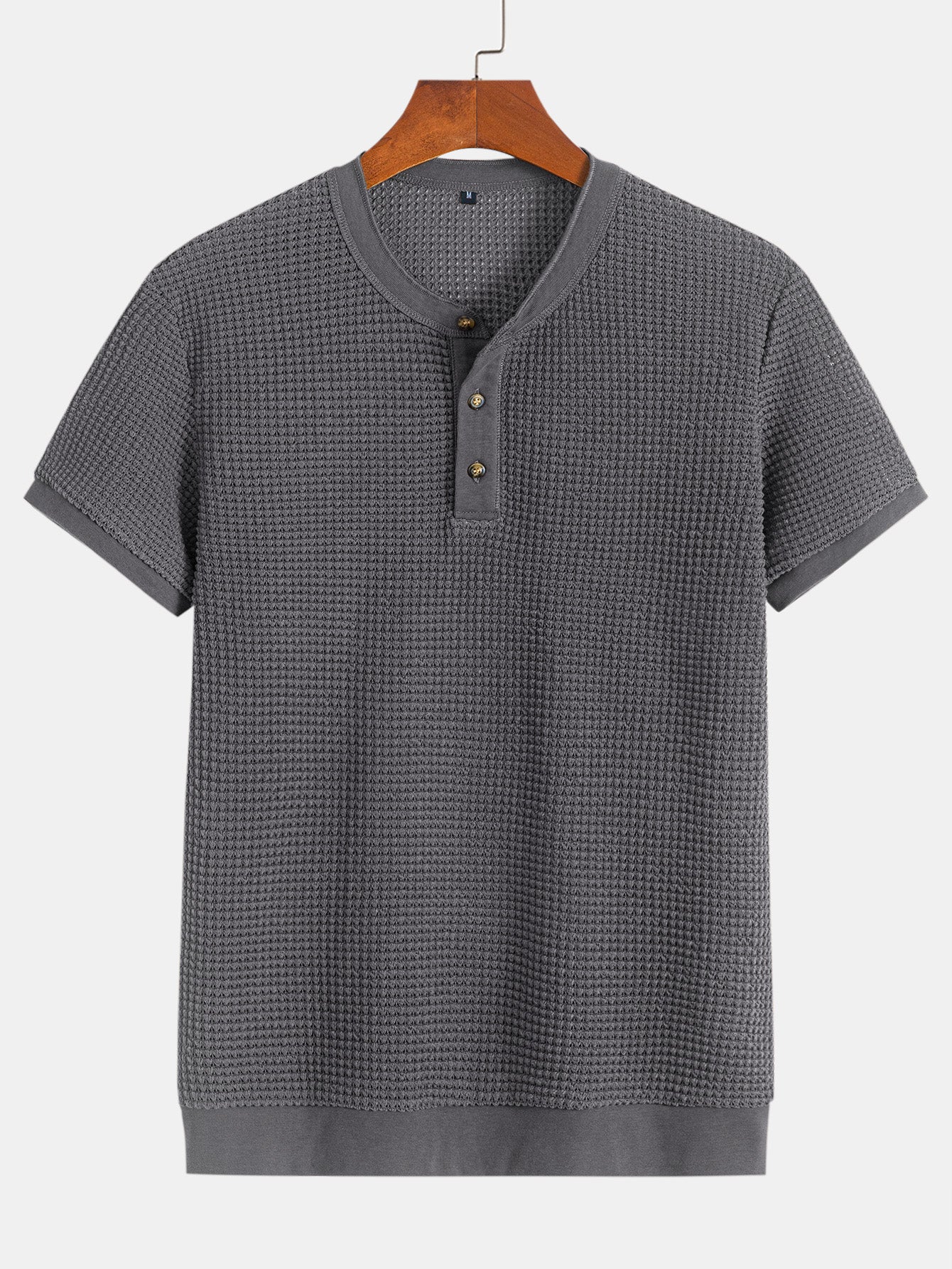 Henley-Nacken T-Shirt mit strukturiertem Rippenbund - Image 7