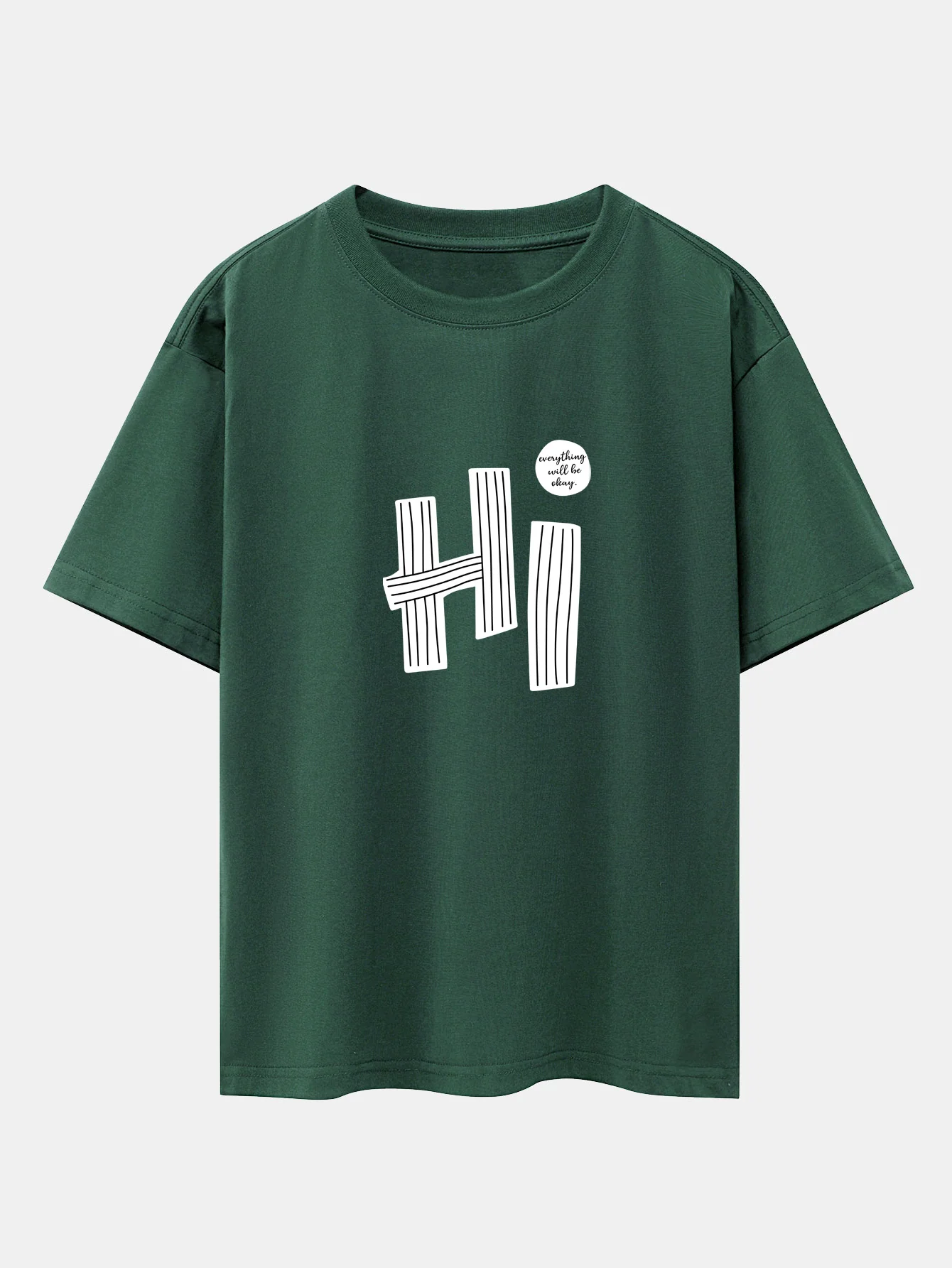 Hi Slogan Linien Druck Drop Shoulder Oversize T-Shirt - Image 10