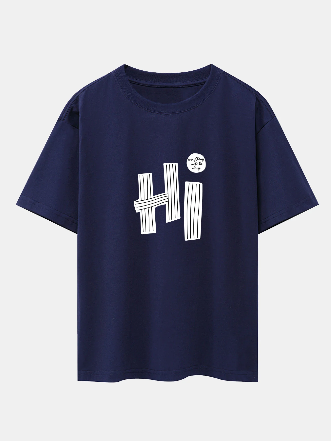 Hi Slogan Linien Druck Drop Shoulder Oversize T-Shirt - Image 11