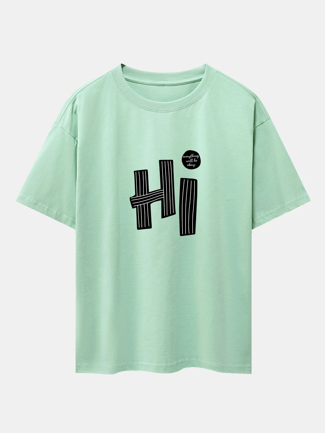 Hi Slogan Linien Druck Drop Shoulder Oversize T-Shirt - Image 12