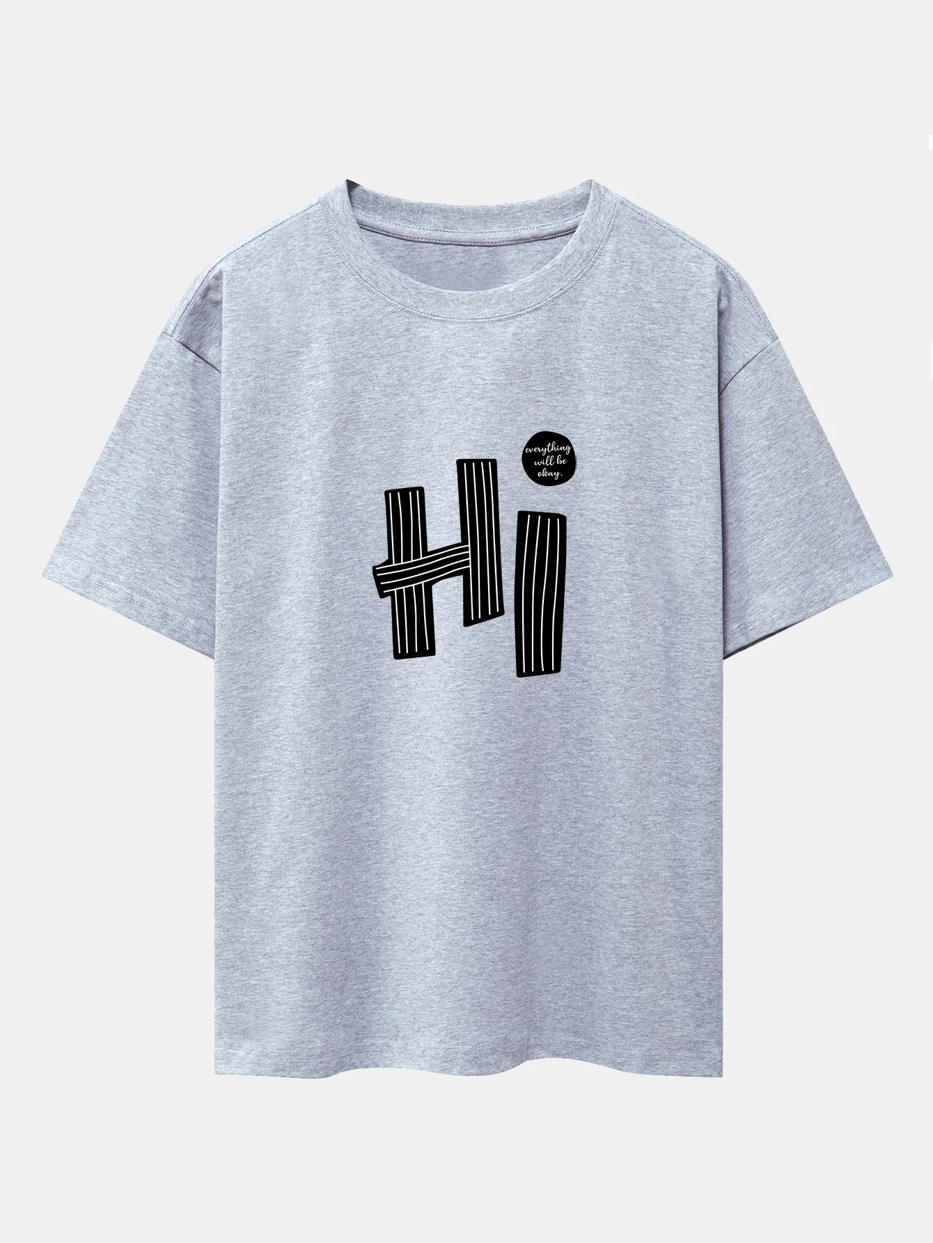 Hi Slogan Linien Druck Drop Shoulder Oversize T-Shirt - Image 13