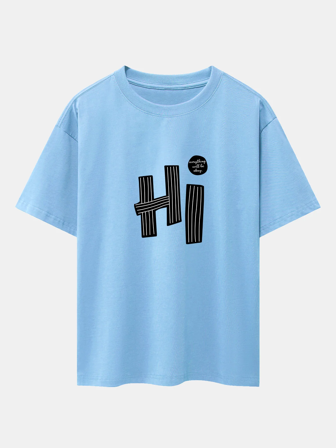 Hi Slogan Linien Druck Drop Shoulder Oversize T-Shirt - Image 14