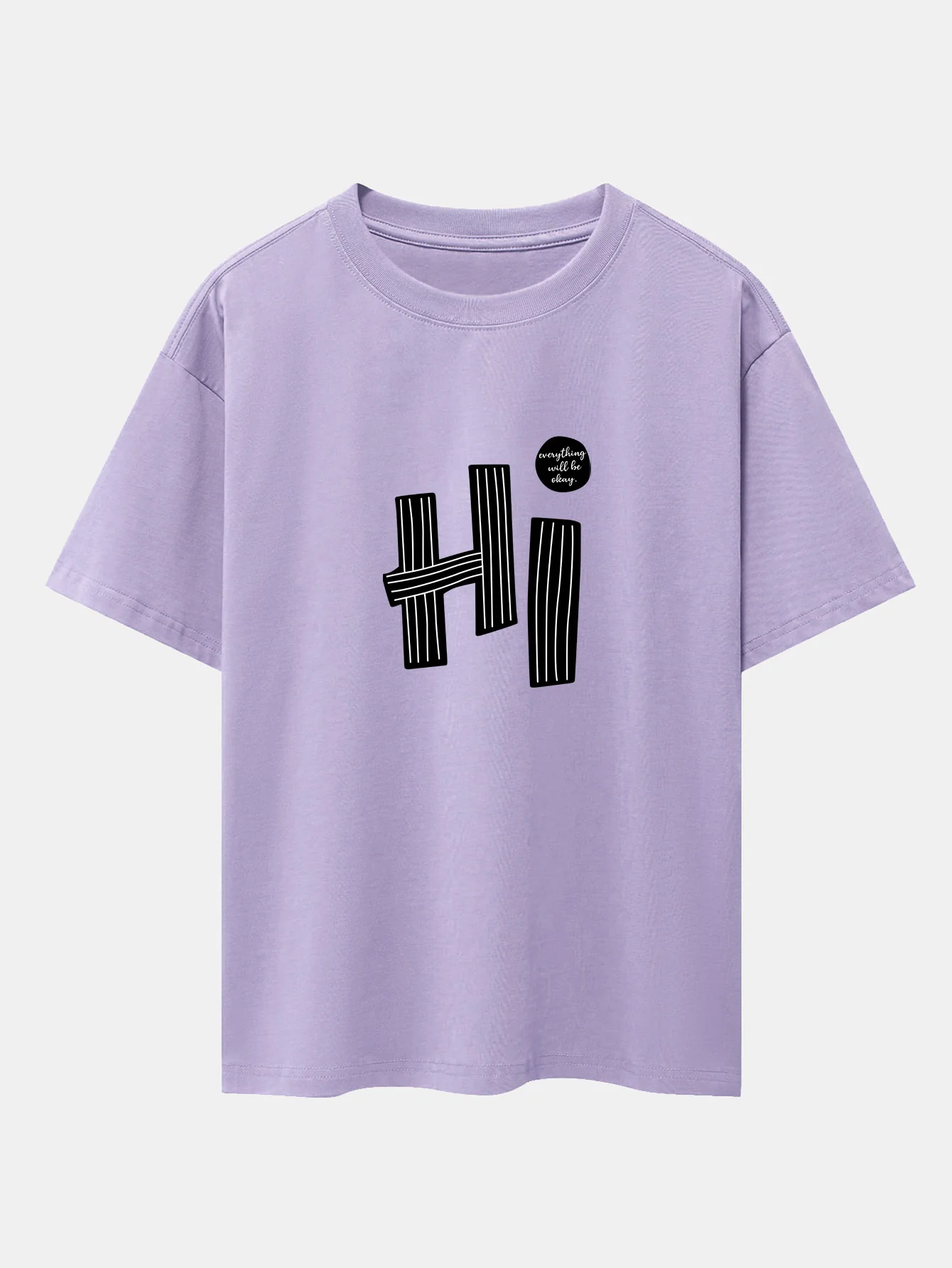 Hi Slogan Linien Druck Drop Shoulder Oversize T-Shirt - Image 15