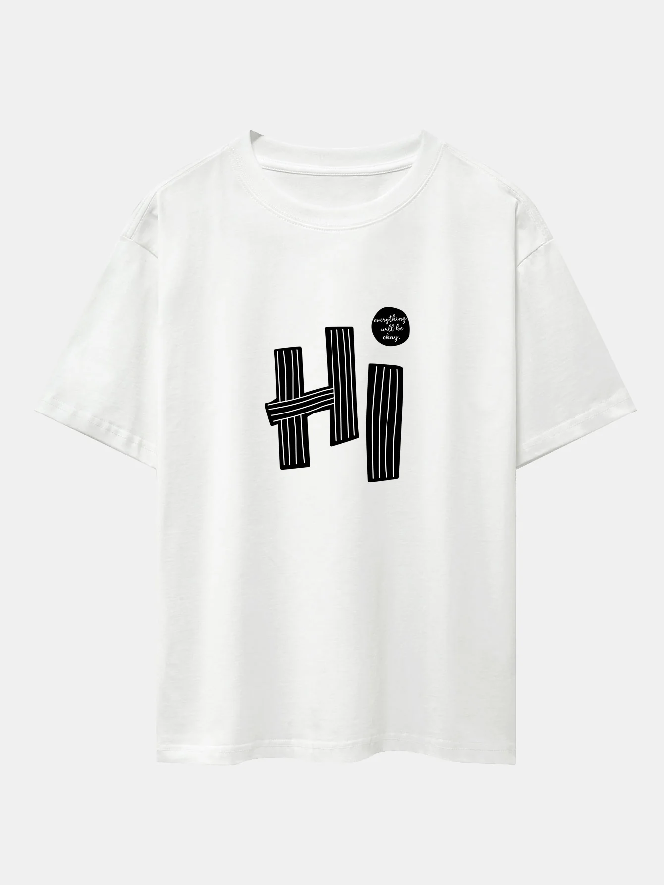 Hi Slogan Linien Druck Drop Shoulder Oversize T-Shirt - Image 2