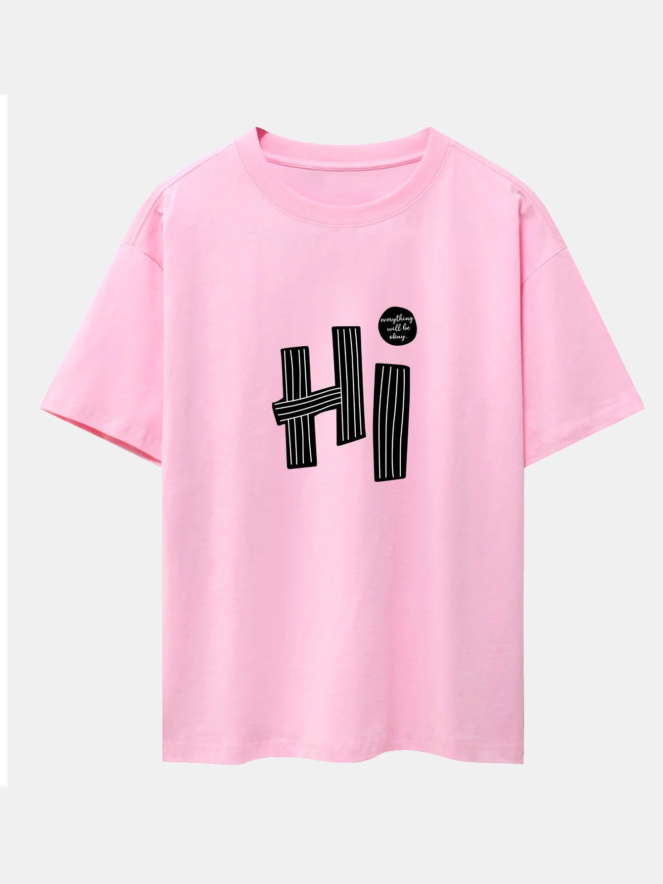 Hi Slogan Linien Druck Drop Shoulder Oversize T-Shirt - Image 4