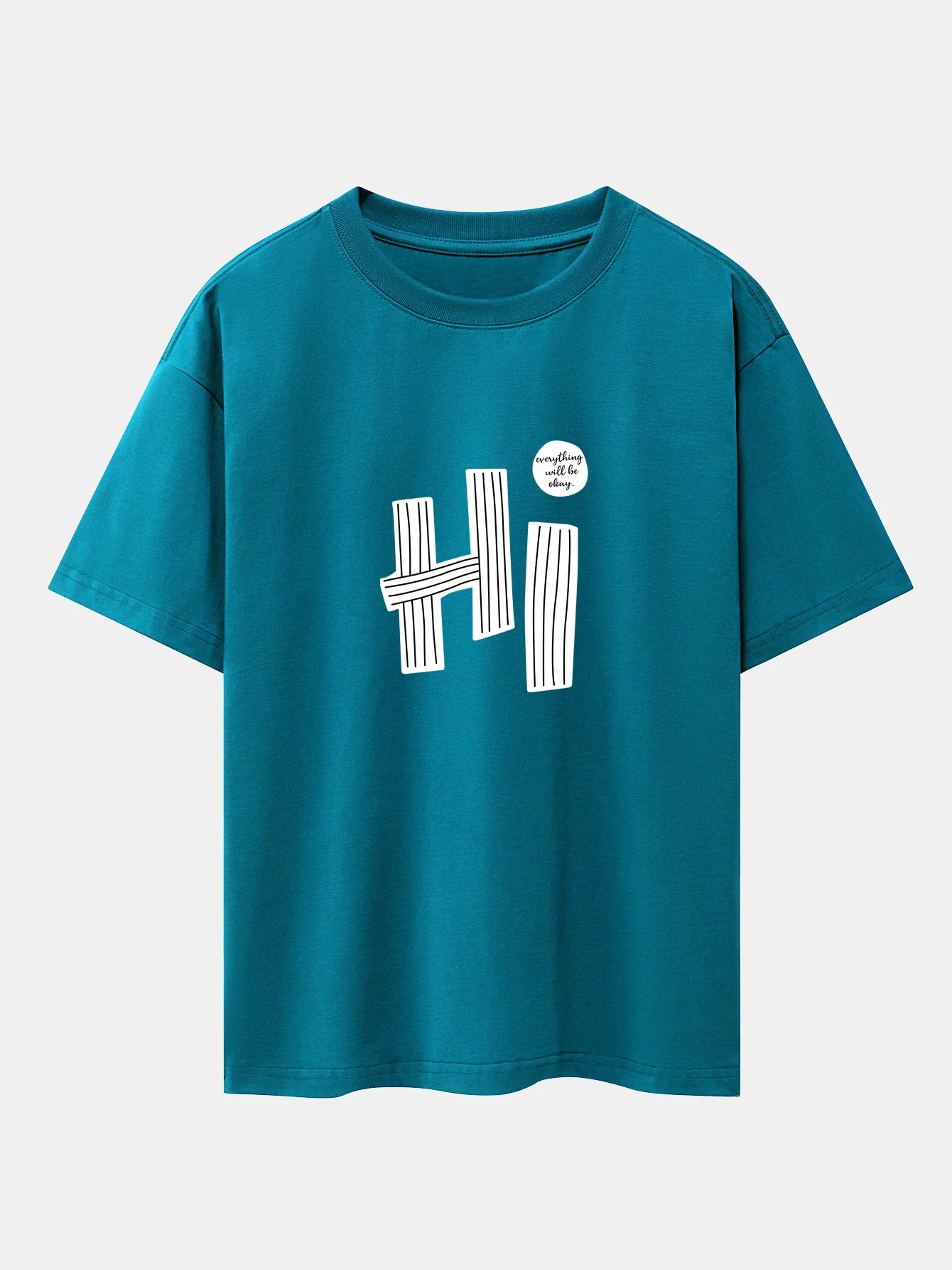 Hi Slogan Linien Druck Drop Shoulder Oversize T-Shirt - Image 5