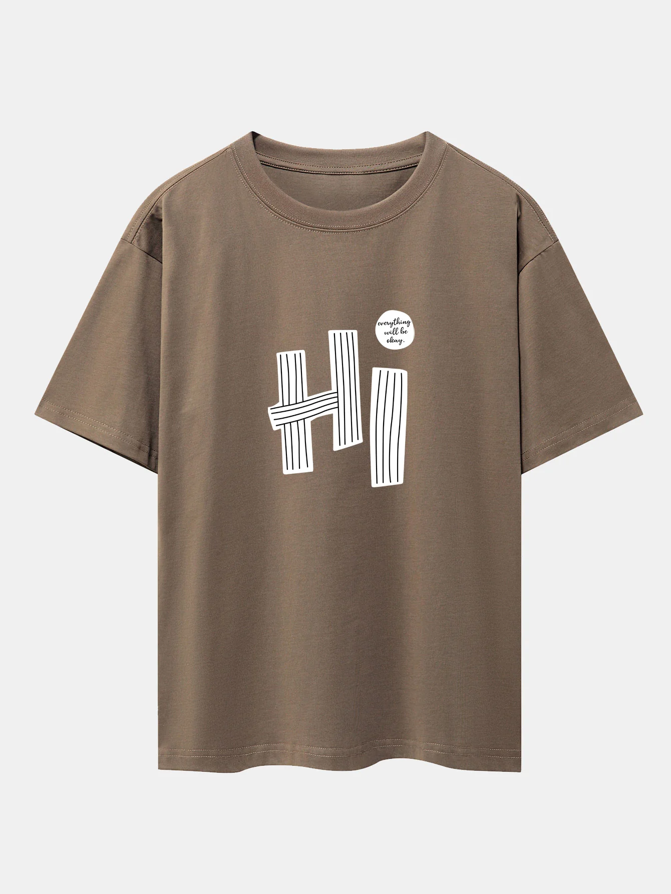 Hi Slogan Linien Druck Drop Shoulder Oversize T-Shirt - Image 6