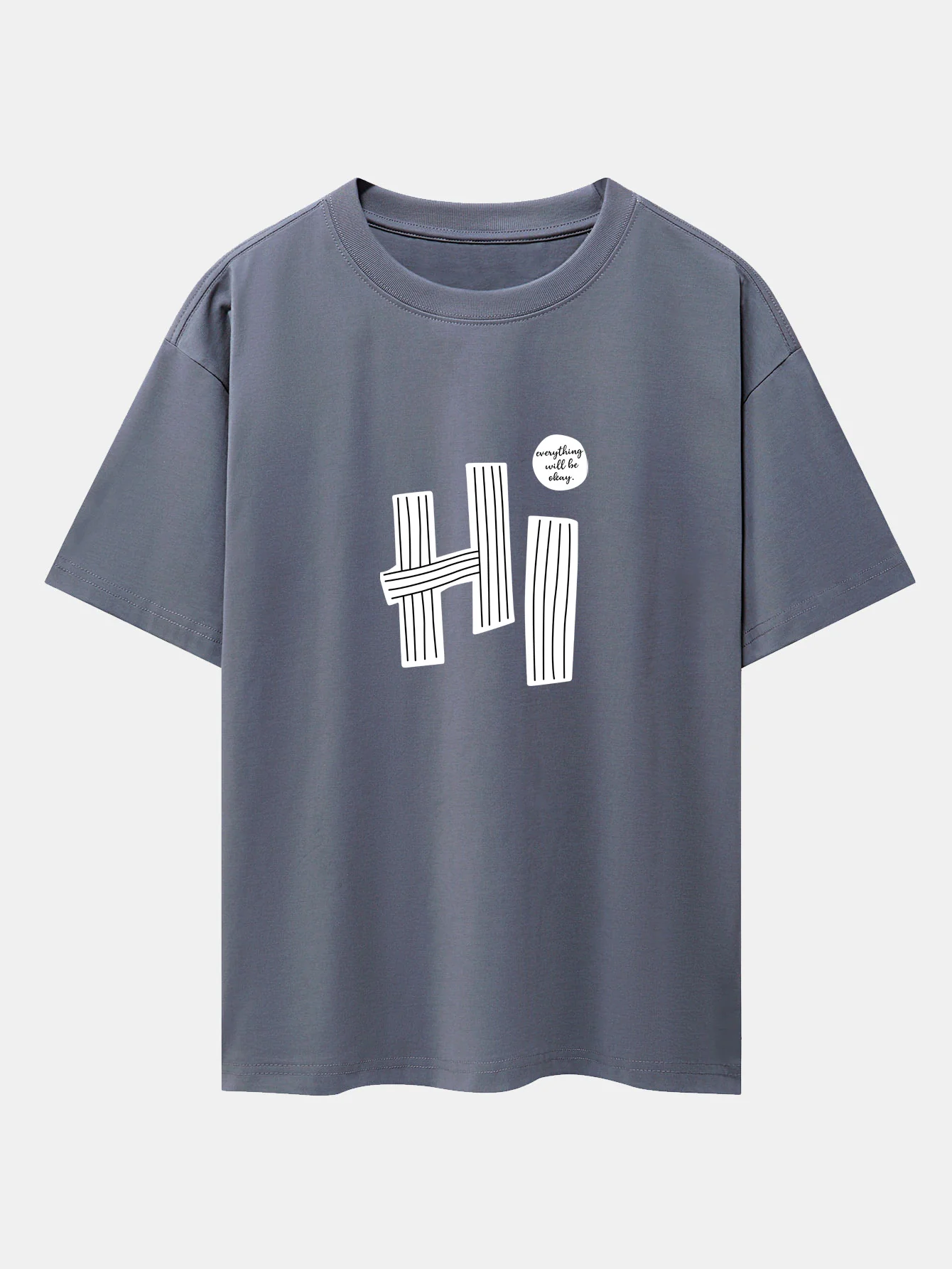 Hi Slogan Linien Druck Drop Shoulder Oversize T-Shirt - Image 7