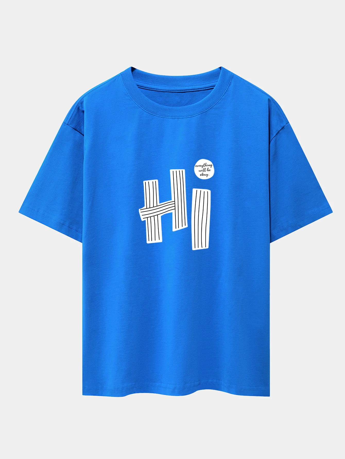 Hi Slogan Linien Druck Drop Shoulder Oversize T-Shirt - Image 8
