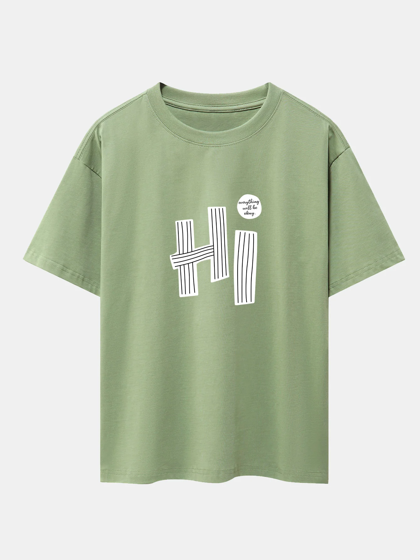 Hi Slogan Linien Druck Drop Shoulder Oversize T-Shirt - Image 9
