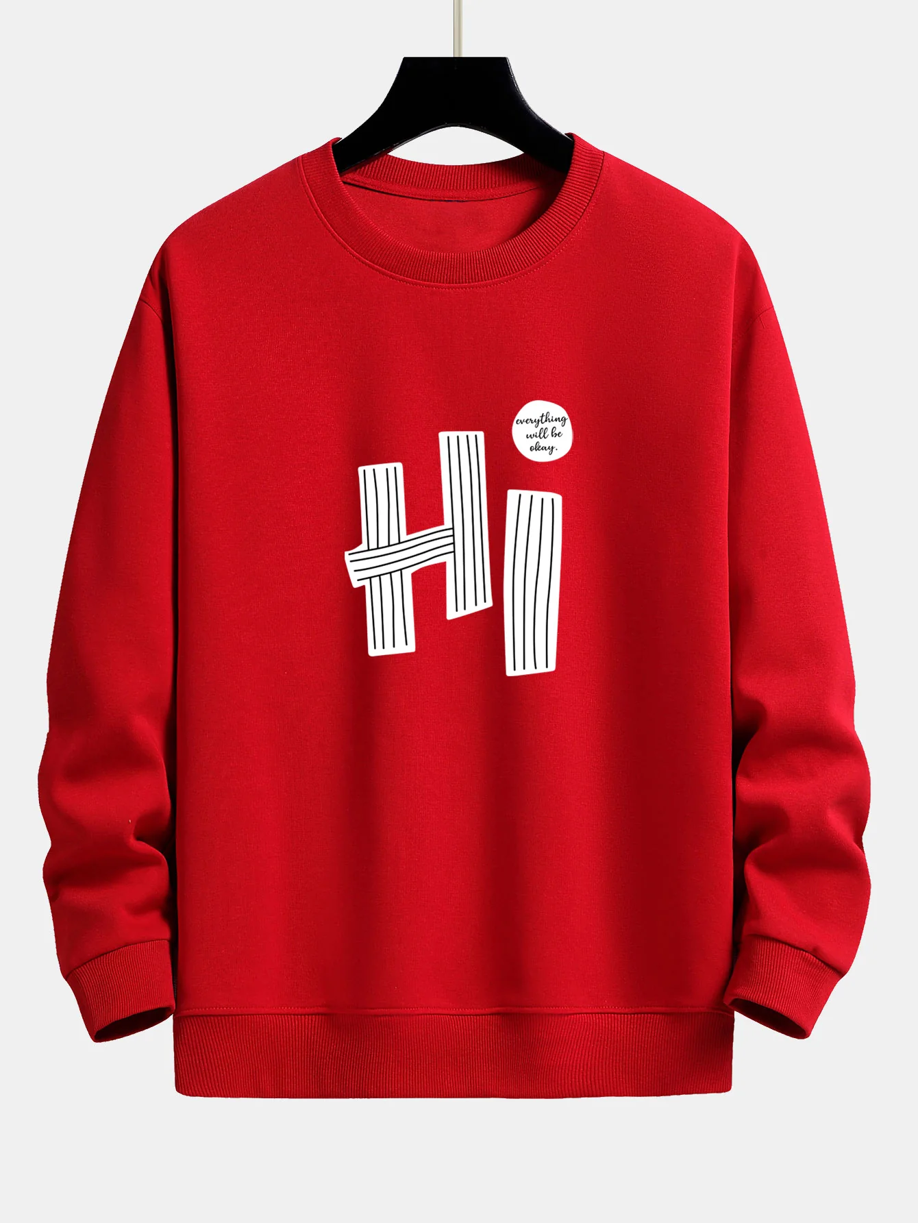Hi Slogan Linien Druck Relax Fit Sweatshirt - Image 10
