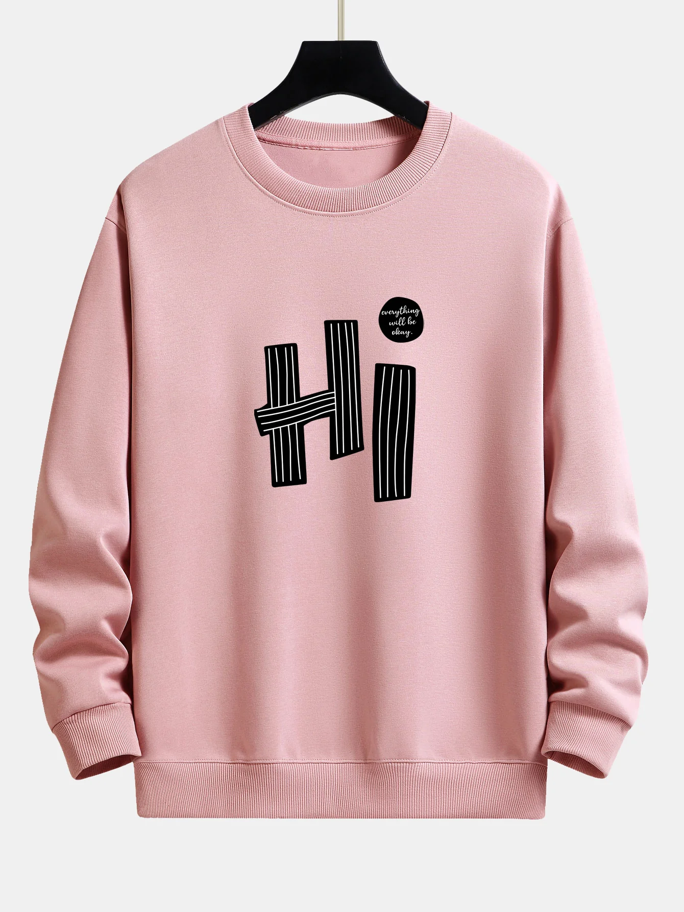 Hi Slogan Linien Druck Relax Fit Sweatshirt - Image 3