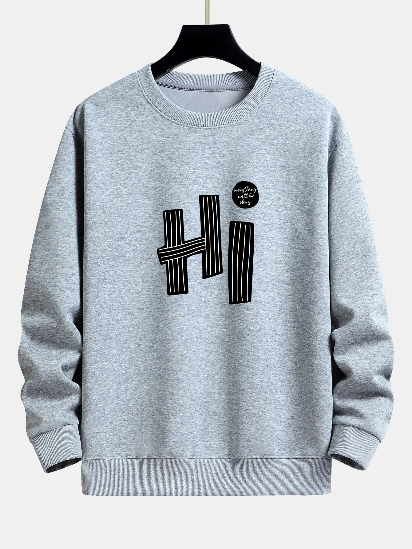 Hi Slogan Linien Druck Relax Fit Sweatshirt - Image 4