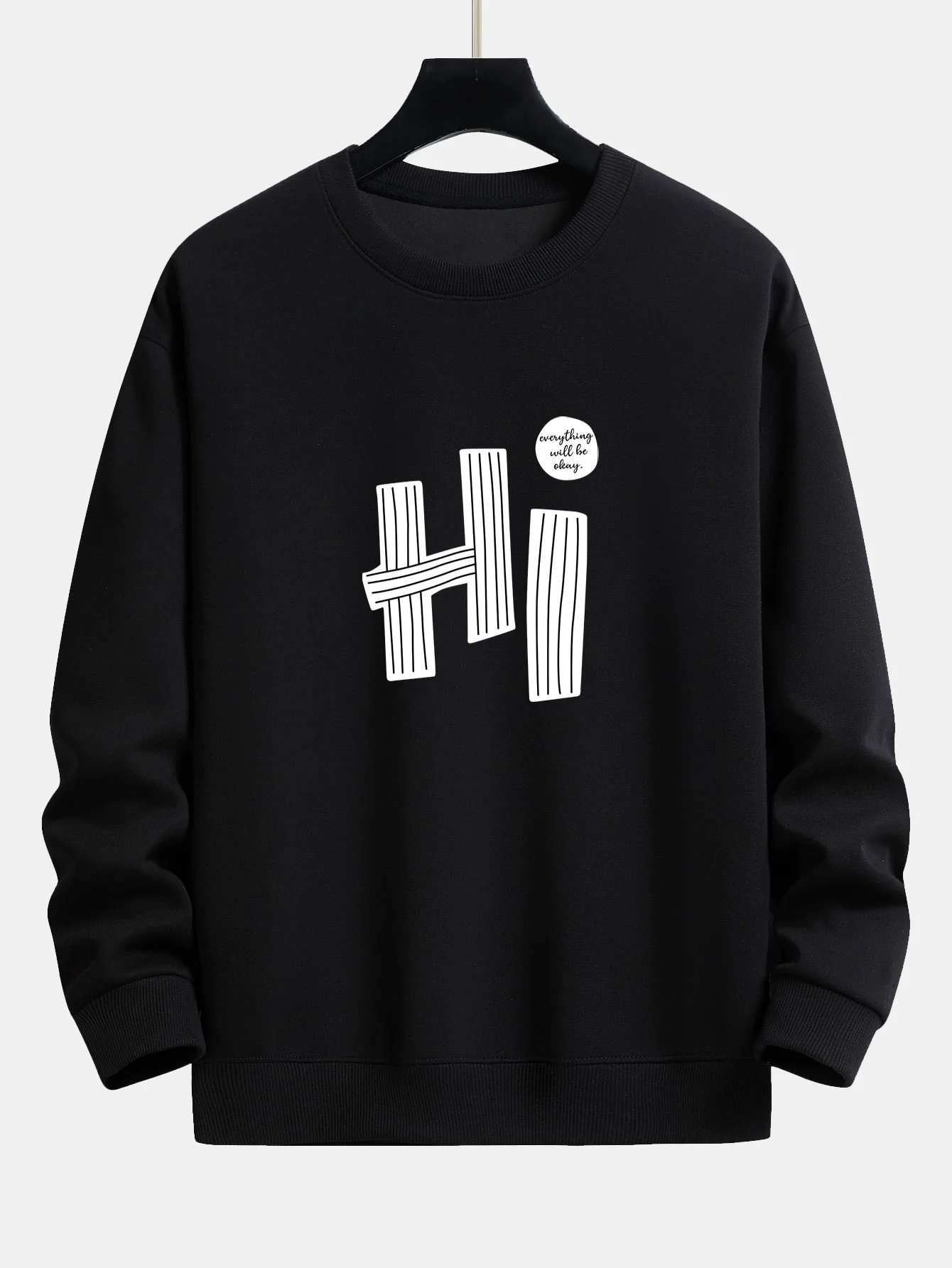 Hi Slogan Linien Druck Relax Fit Sweatshirt - Image 5