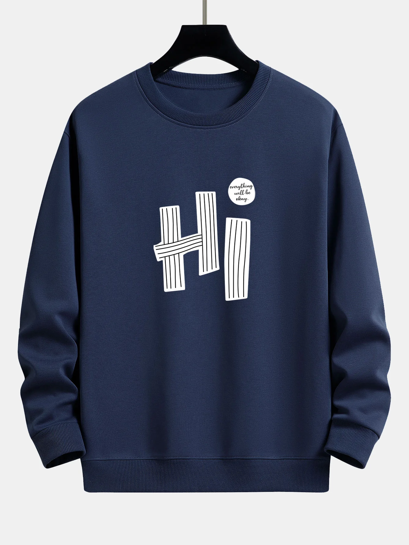 Hi Slogan Linien Druck Relax Fit Sweatshirt - Image 6