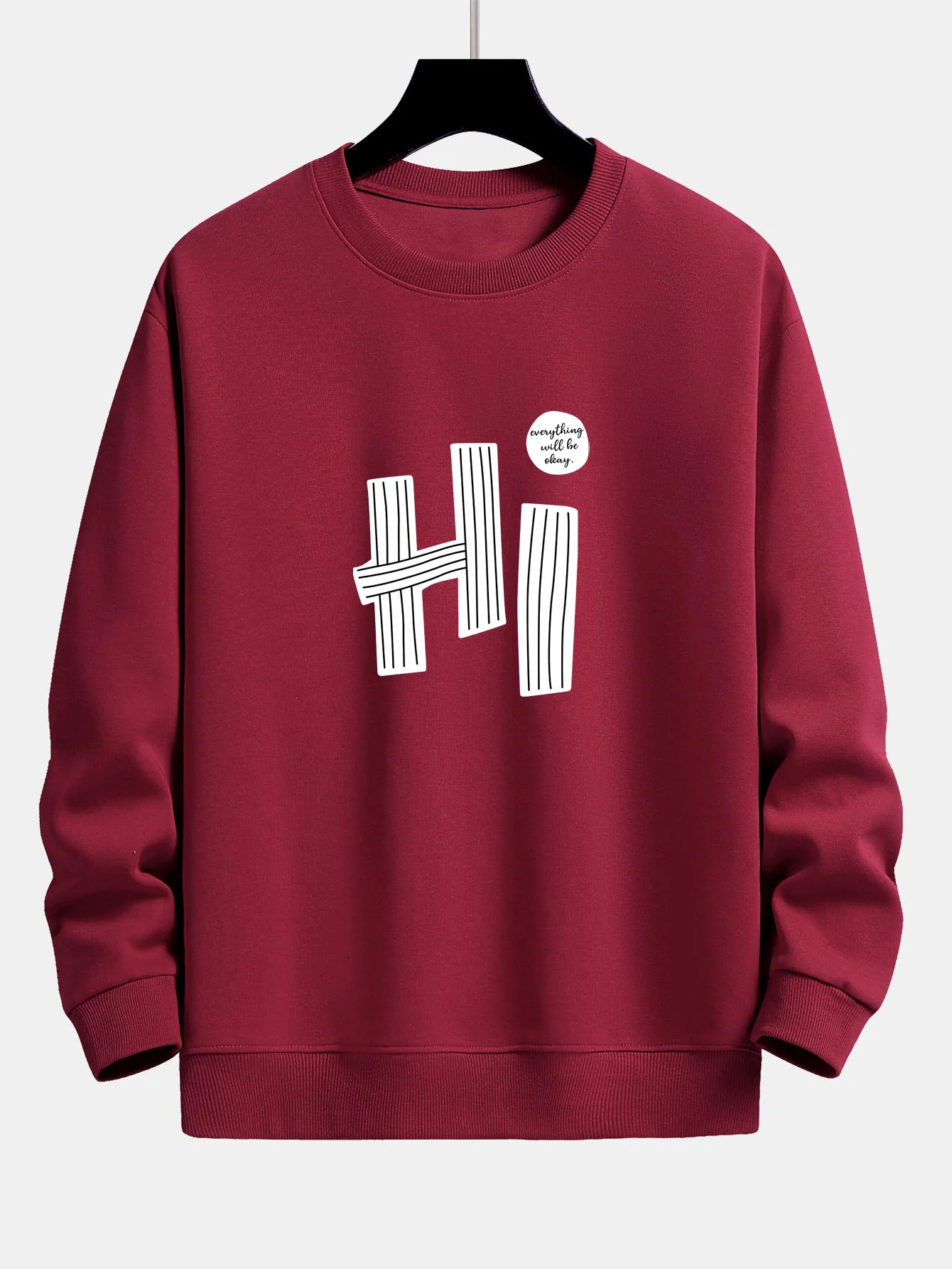 Hi Slogan Linien Druck Relax Fit Sweatshirt - Image 7