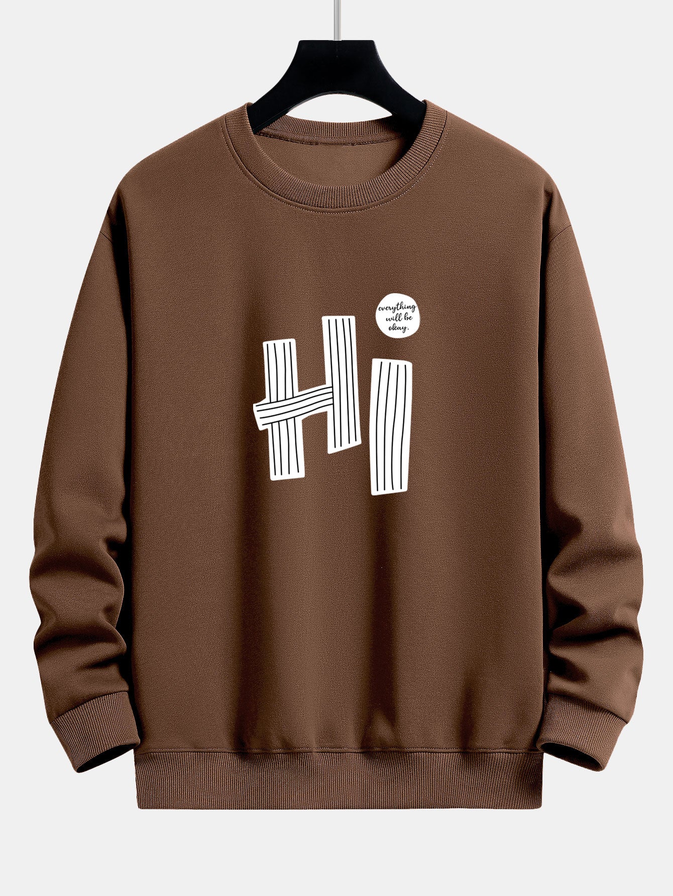 Hi Slogan Linien Druck Relax Fit Sweatshirt - Image 8