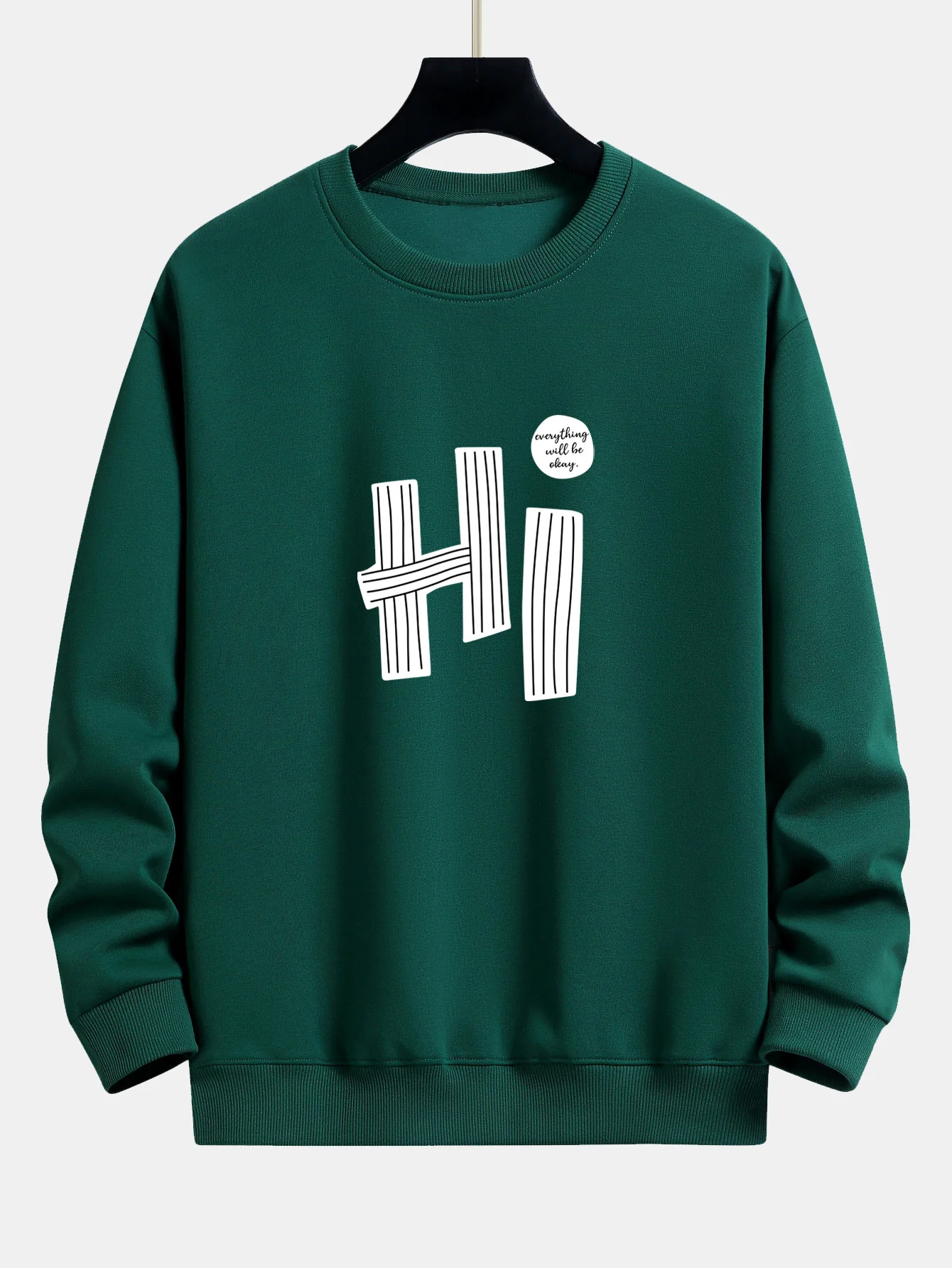 Hi Slogan Linien Druck Relax Fit Sweatshirt - Image 9