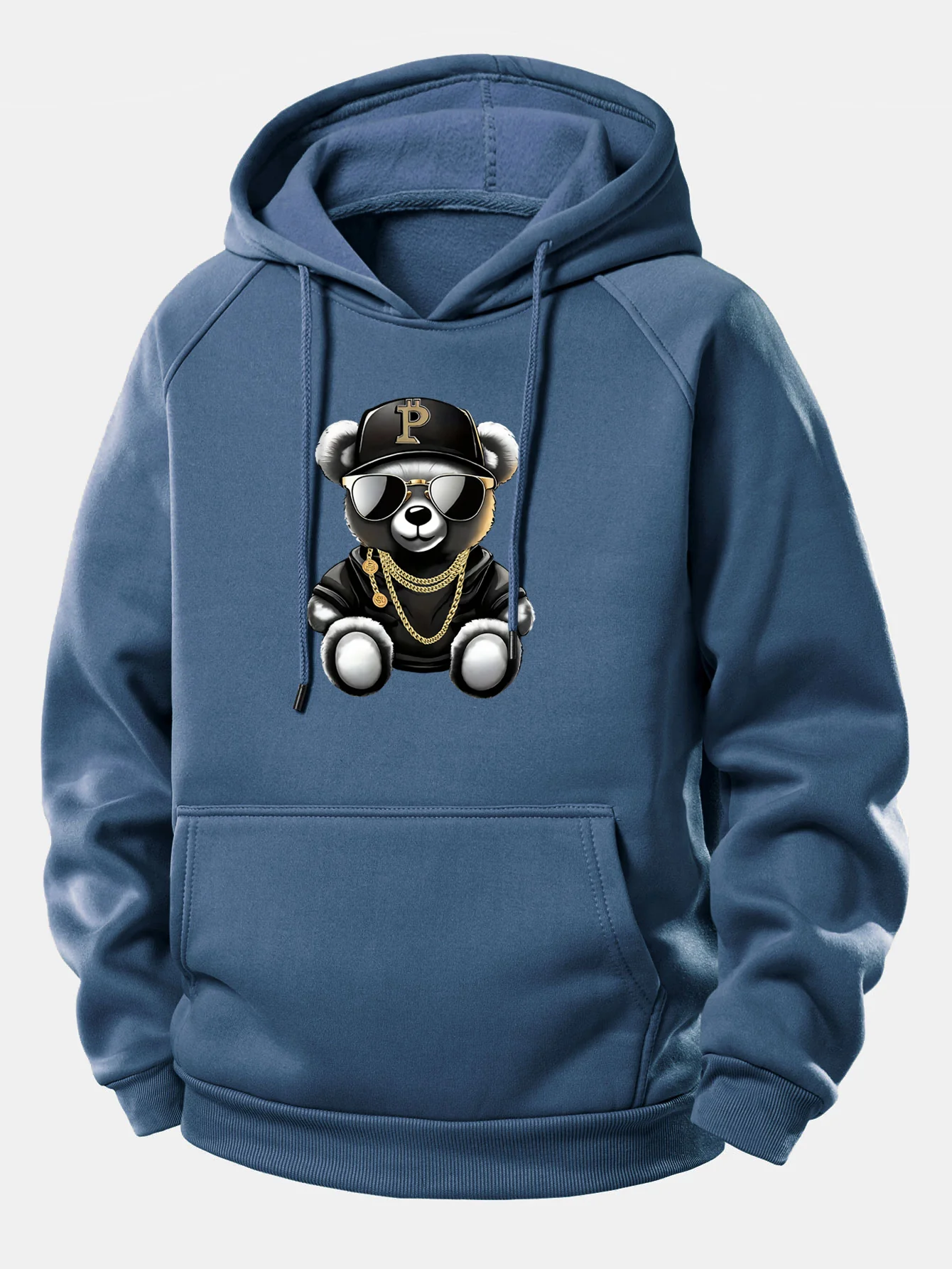 Hip Hop Bär Druck Kordelzug Kapuzenpullover - Image 10