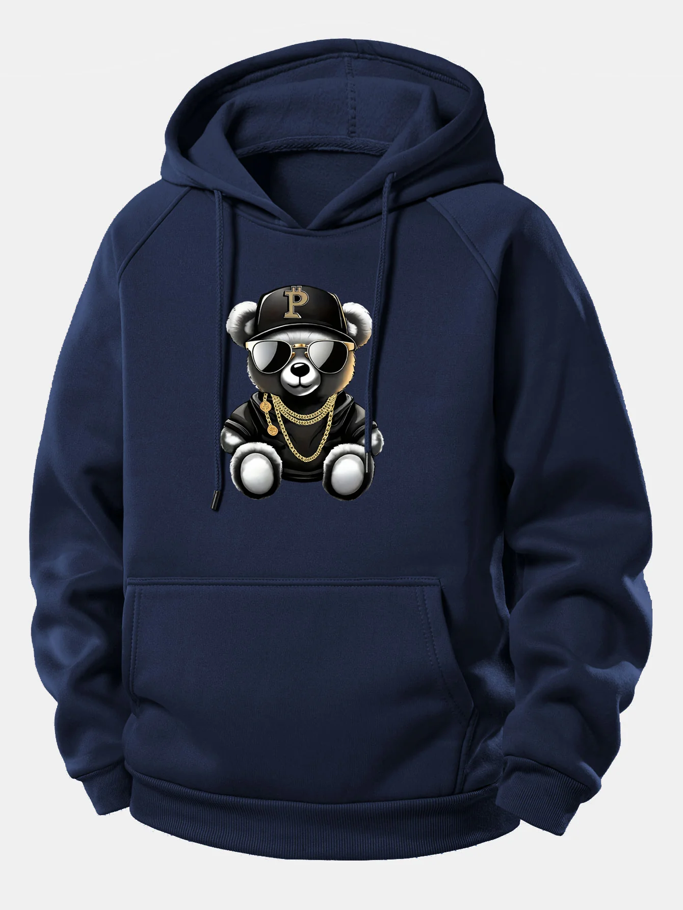 Hip Hop Bär Druck Kordelzug Kapuzenpullover - Image 12