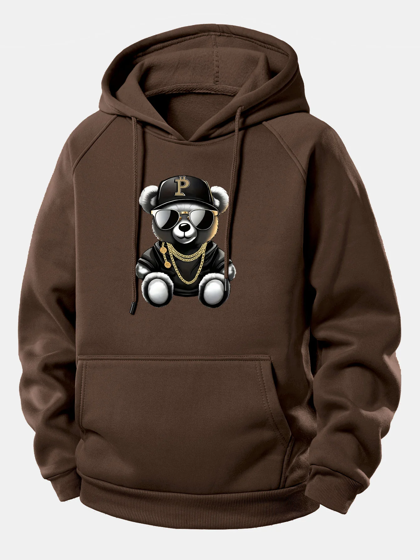 Hip Hop Bär Druck Kordelzug Kapuzenpullover - Image 3